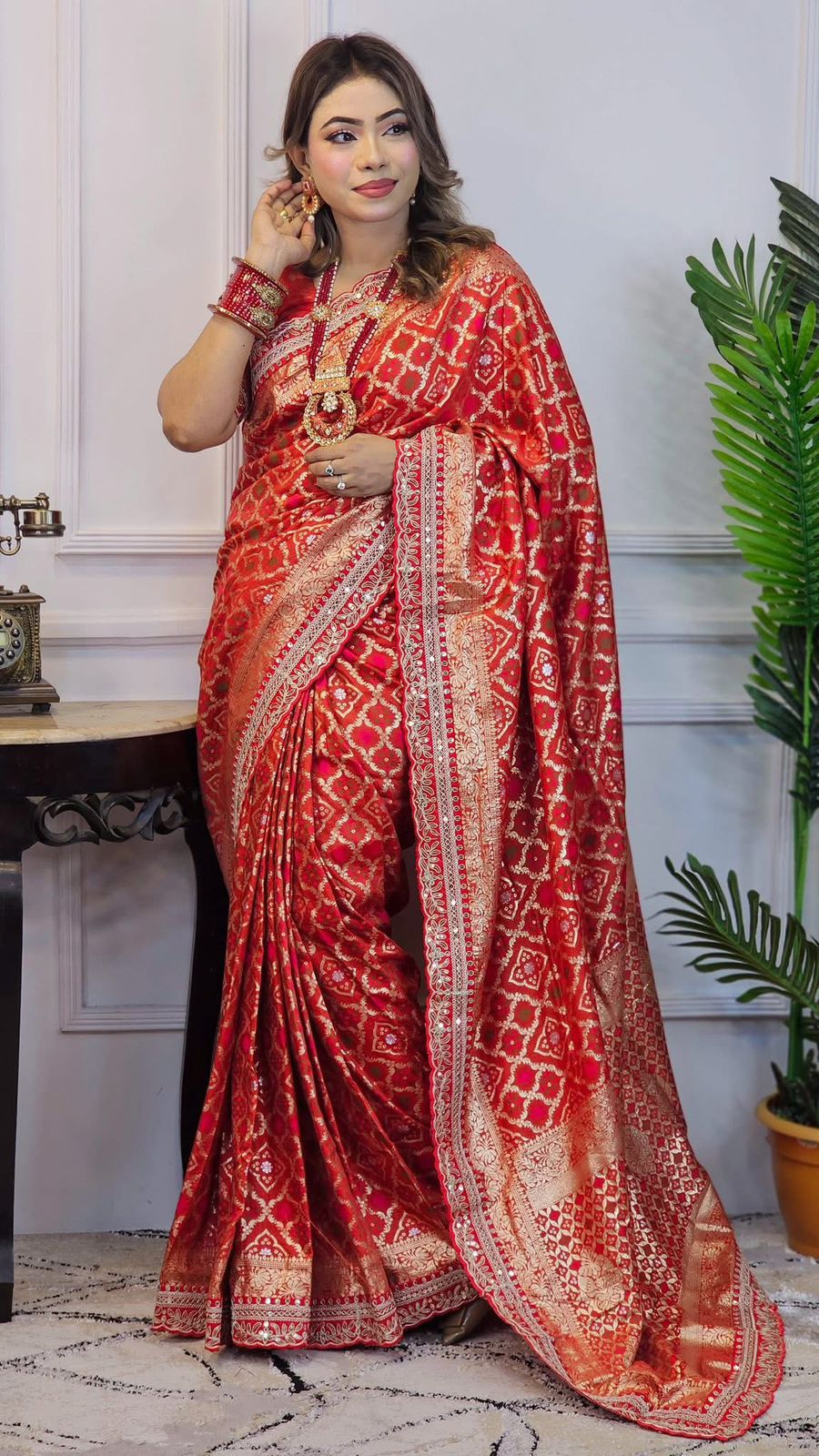 Pure Soft Russian Bandhej Silk Pattu Saree