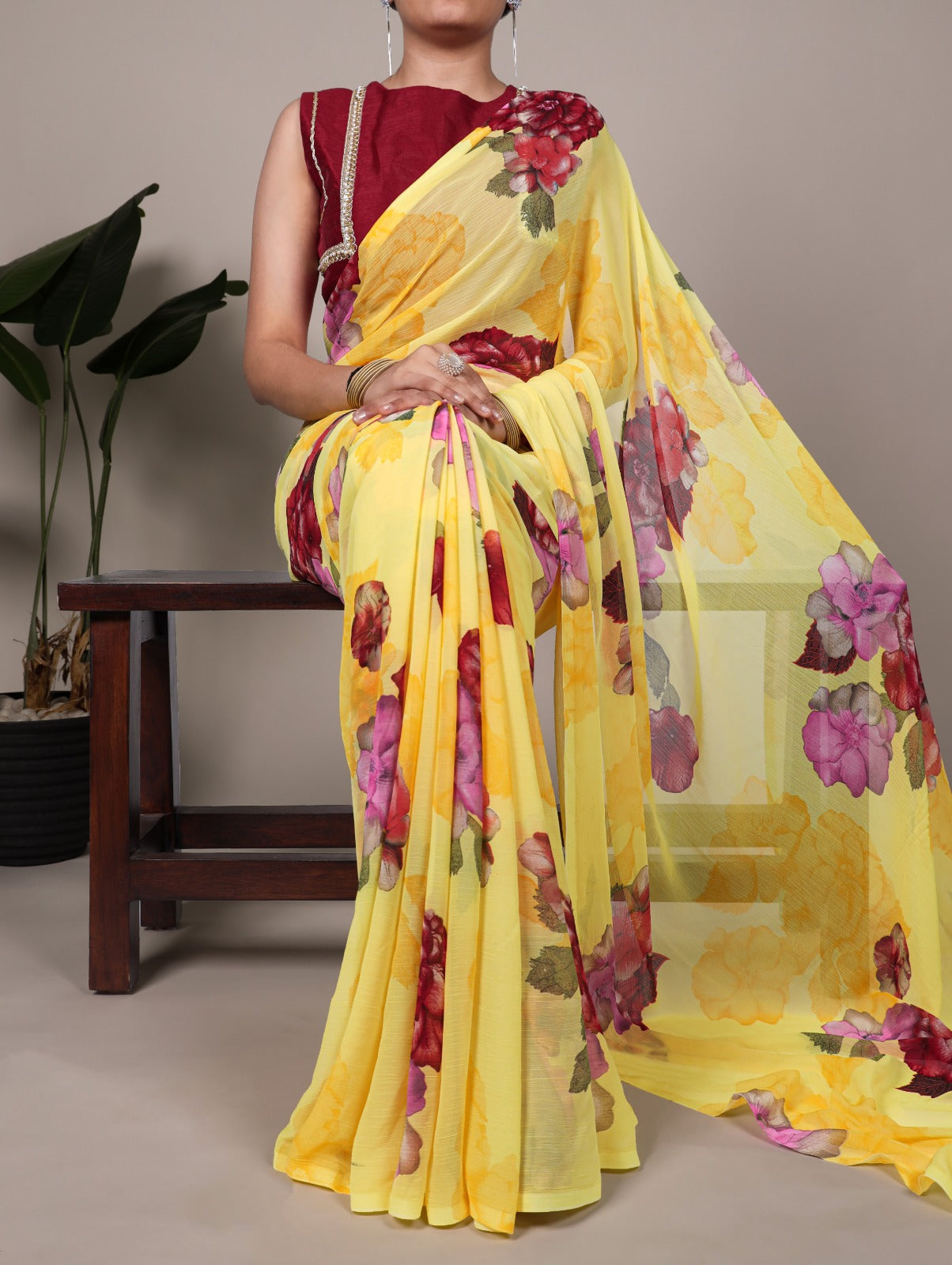 Chiffon Floral Printed Saree