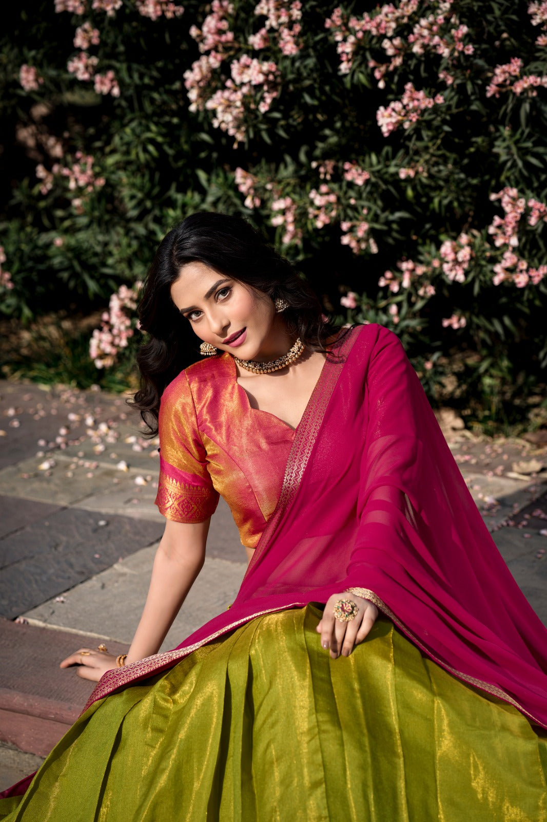 Kanchipuram Zari Weaving Work Lehenga Choli