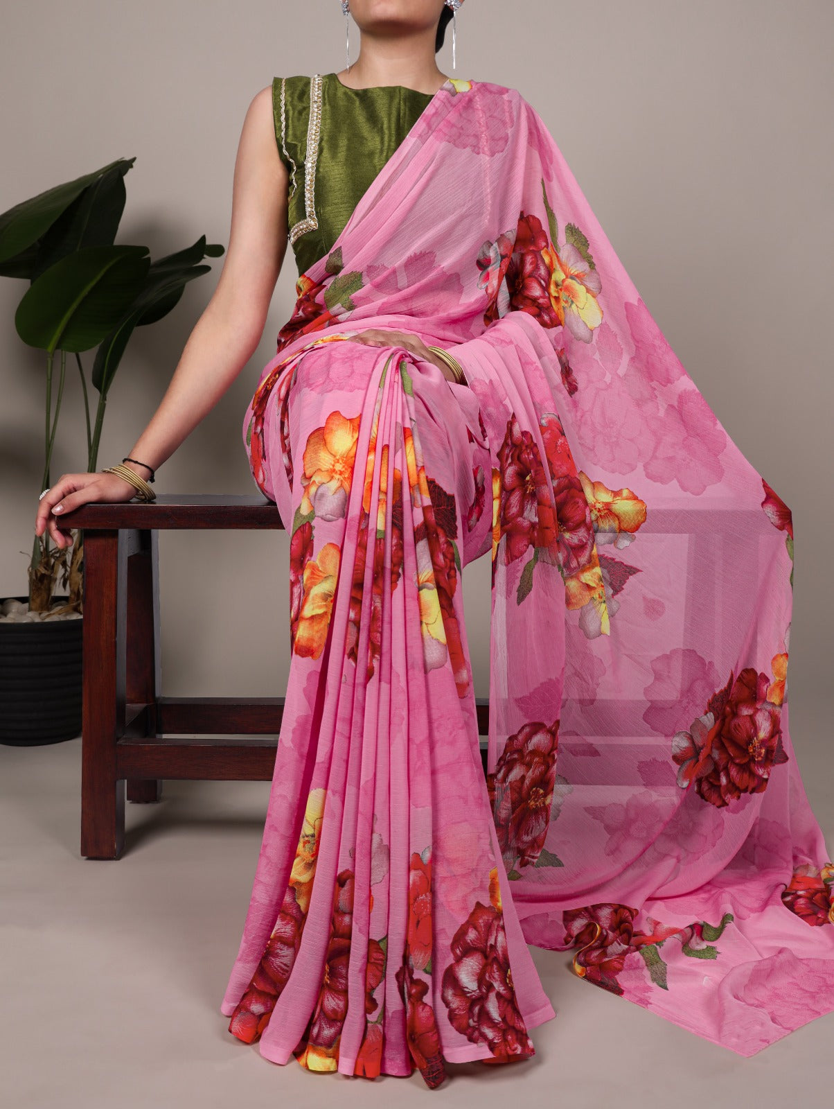 Chiffon Floral Printed Saree