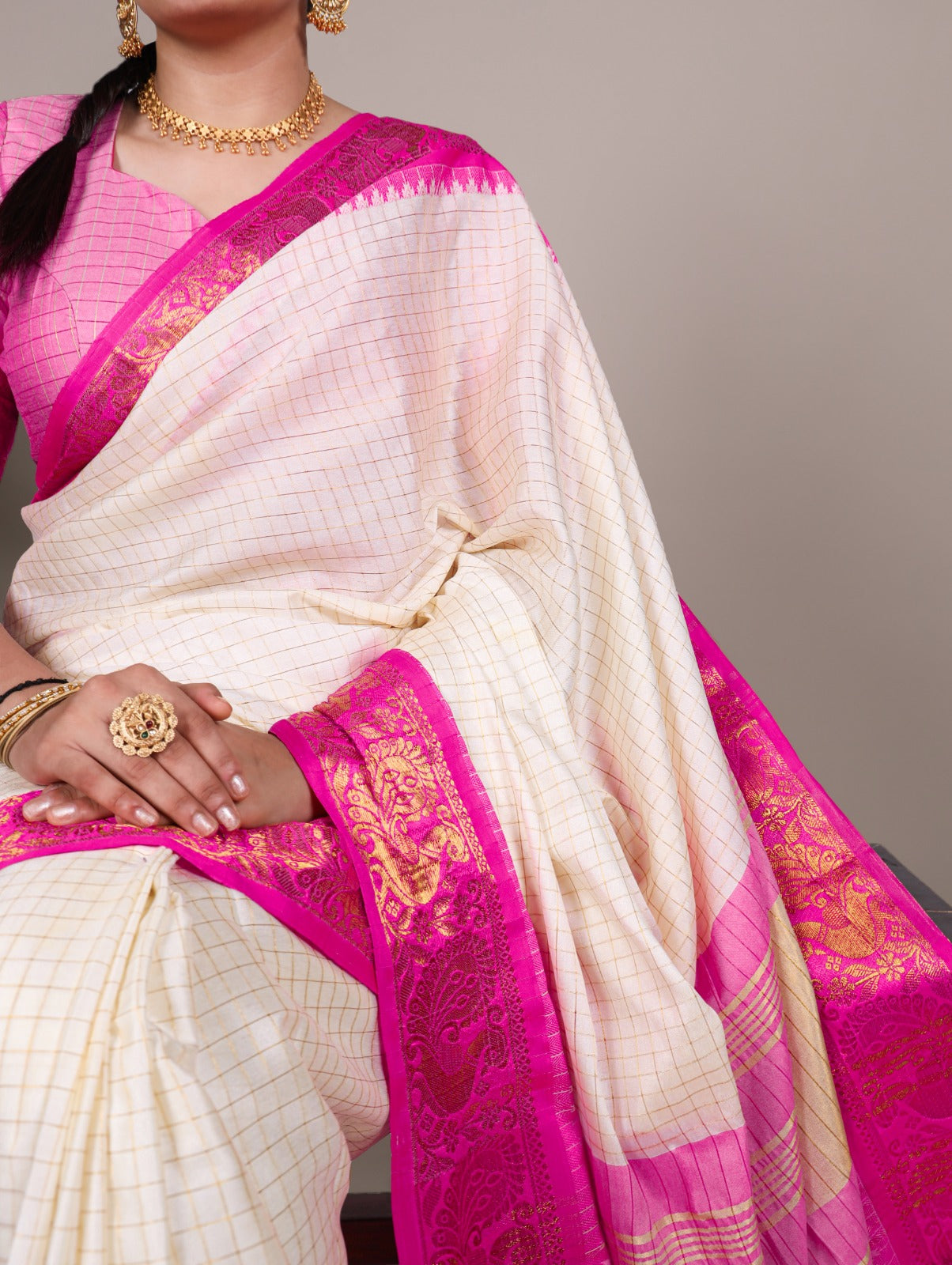 Poli Cotton Chex Saree