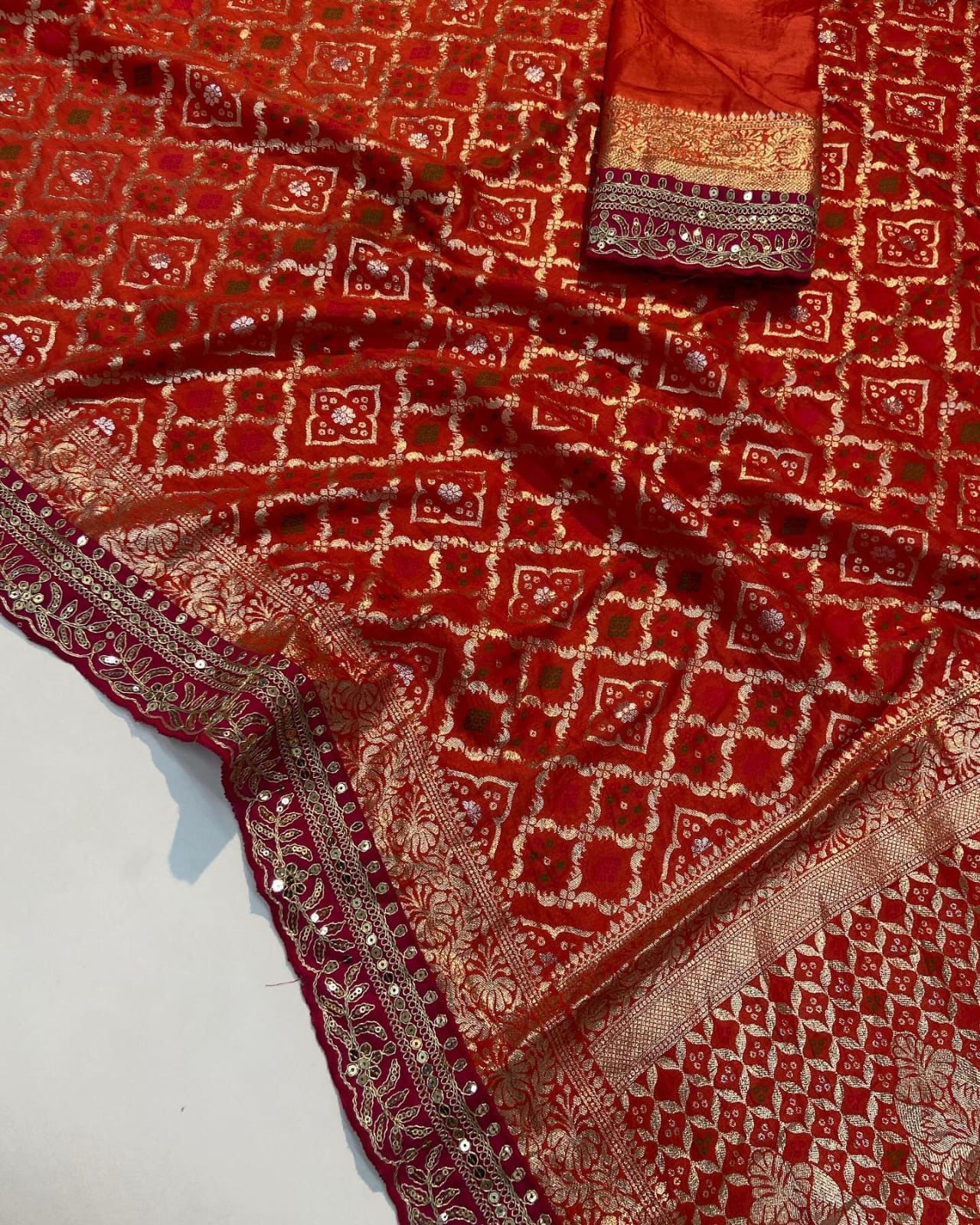 Pure Soft Russian Bandhej Silk Pattu Saree