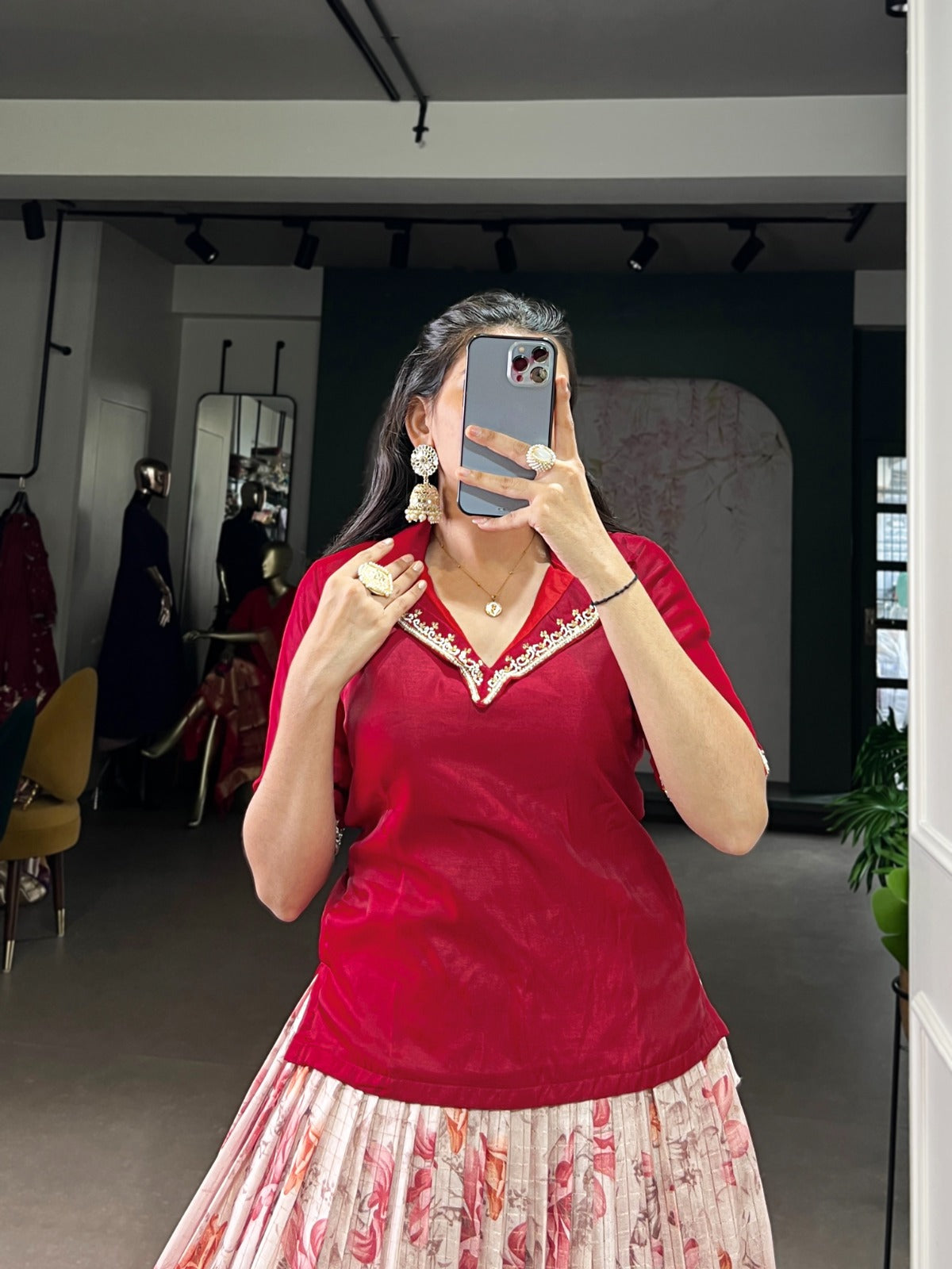 Dola Chex Floral Printed With Zari Weaving Work Co-ord Set Lehenga