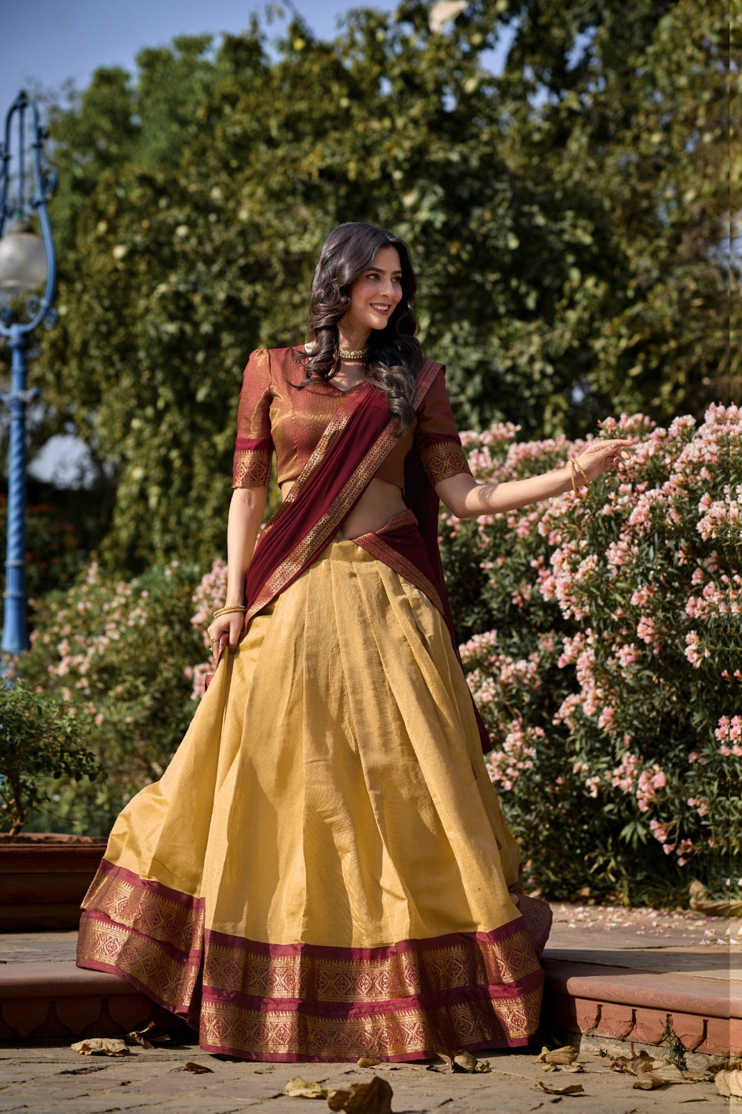 Kanchipuram Zari Weaving Work Lehenga Choli