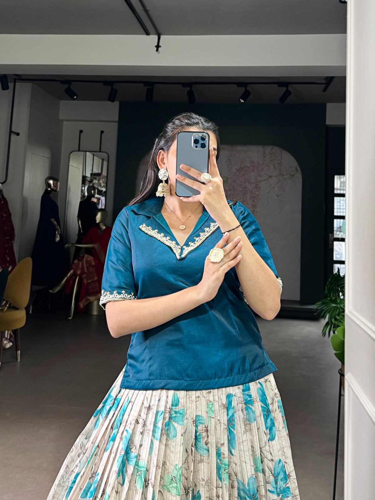 Dola Chex Floral Printed With Zari Weaving Work Co-ord Set Lehenga