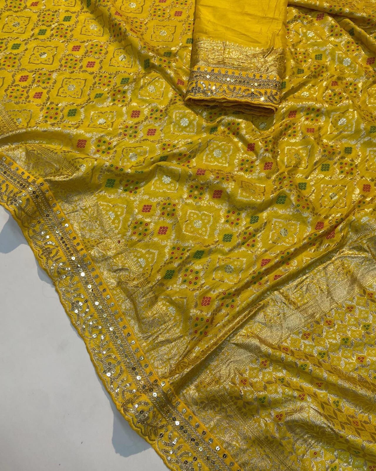 Pure Soft Russian Bandhej Silk Pattu Saree