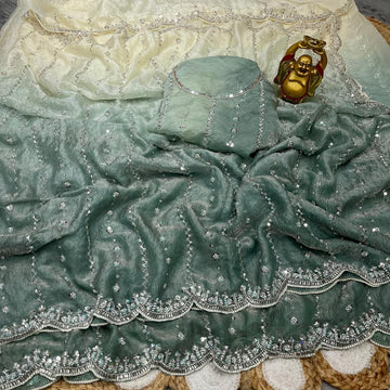 Handwork sapce silk beads saree