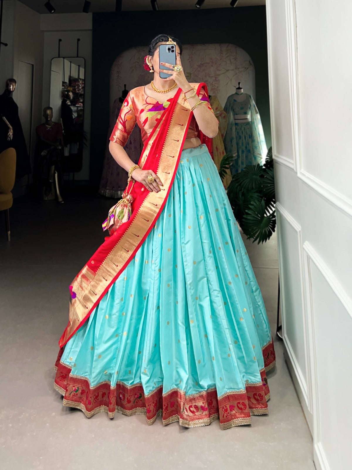 Jacquard Silk (Paithani)  Lehenga Choli