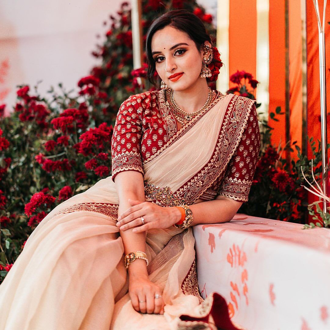 Soft twill with banarasi crush saree