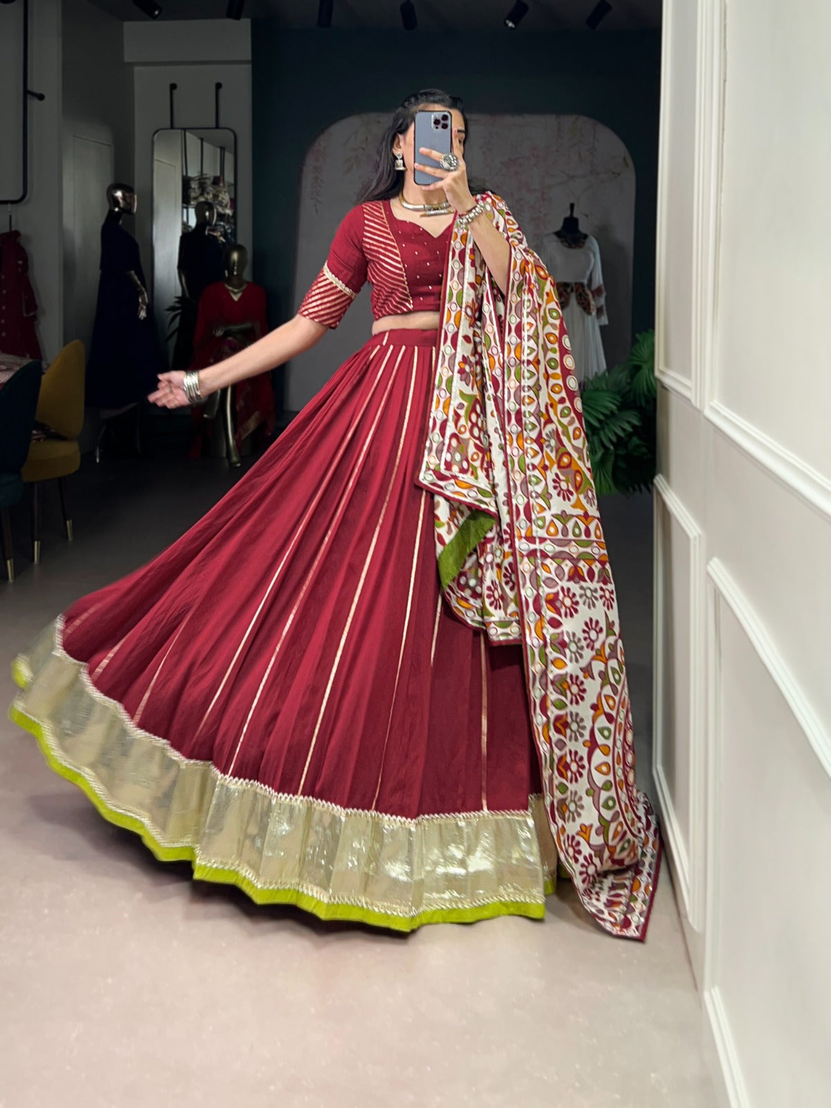 Soft Velvet Radiant Borders & Traditional Dupatta Lehenga Choli
