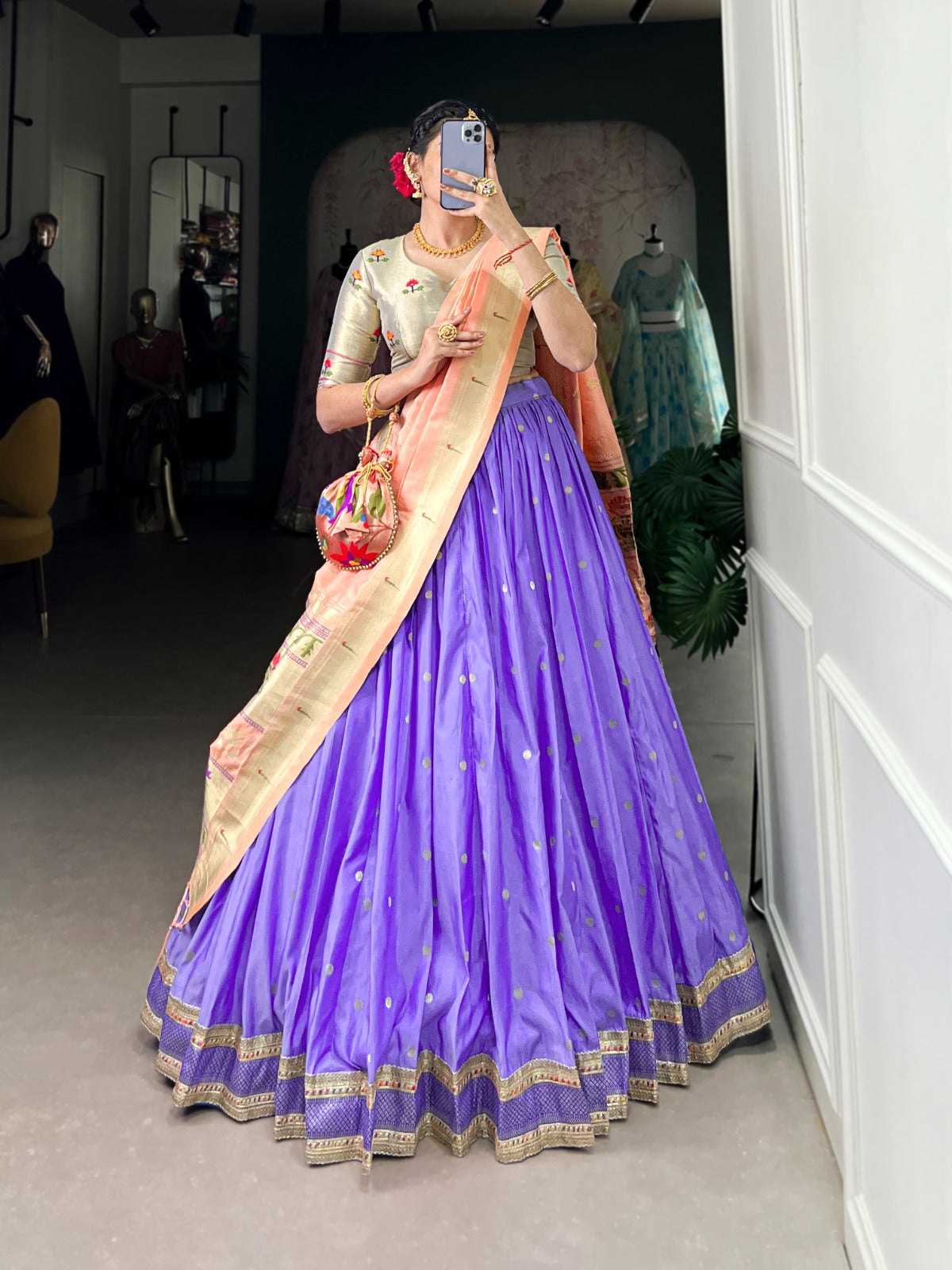 Jacquard Silk (Paithani)  Lehenga Choli