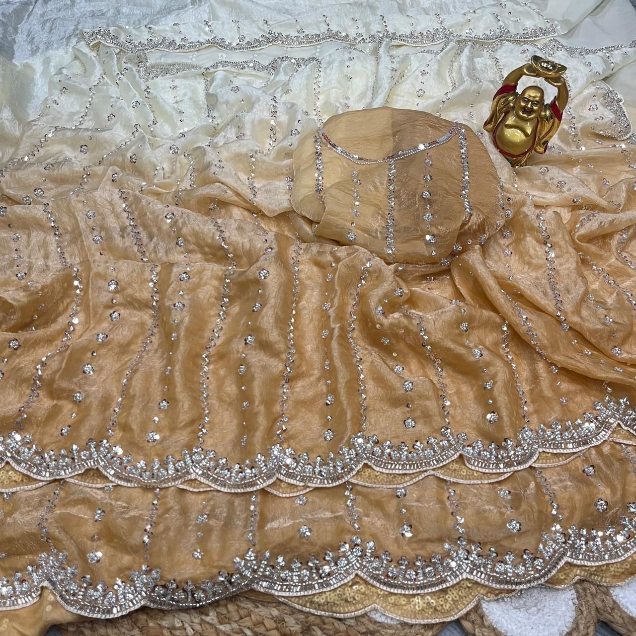 Handwork sapce silk beads saree