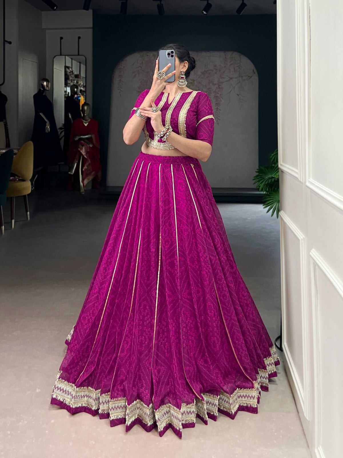 Chiffon Co-Ord Set Lehenga with Badhej Print