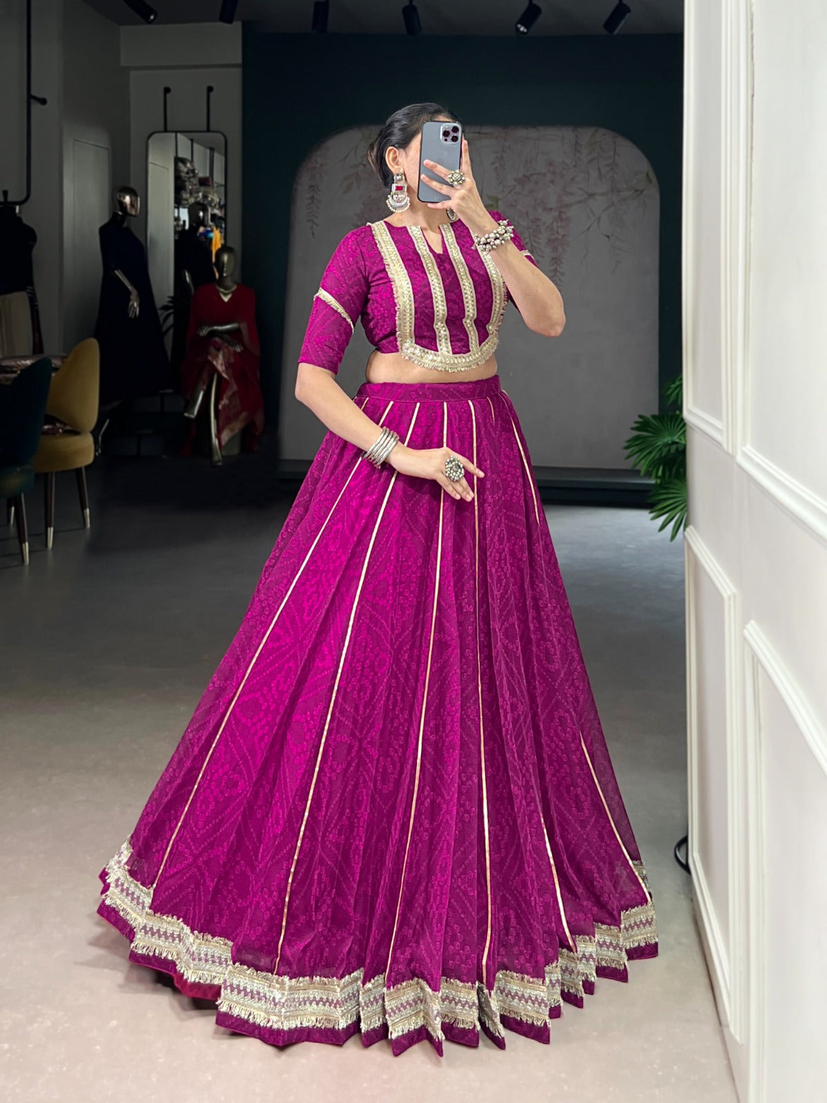 Chiffon Co-Ord Set Lehenga with Badhej Print