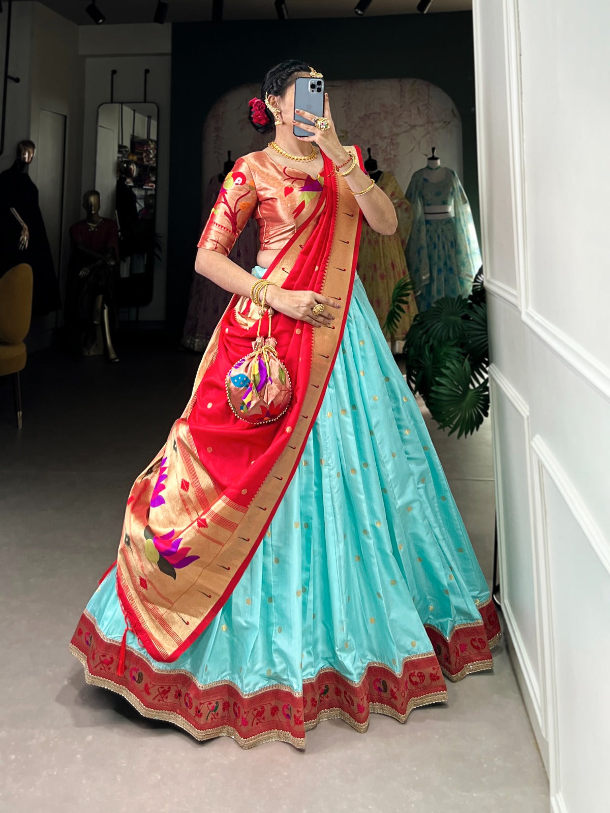 Jacquard Silk (Paithani)  Lehenga Choli