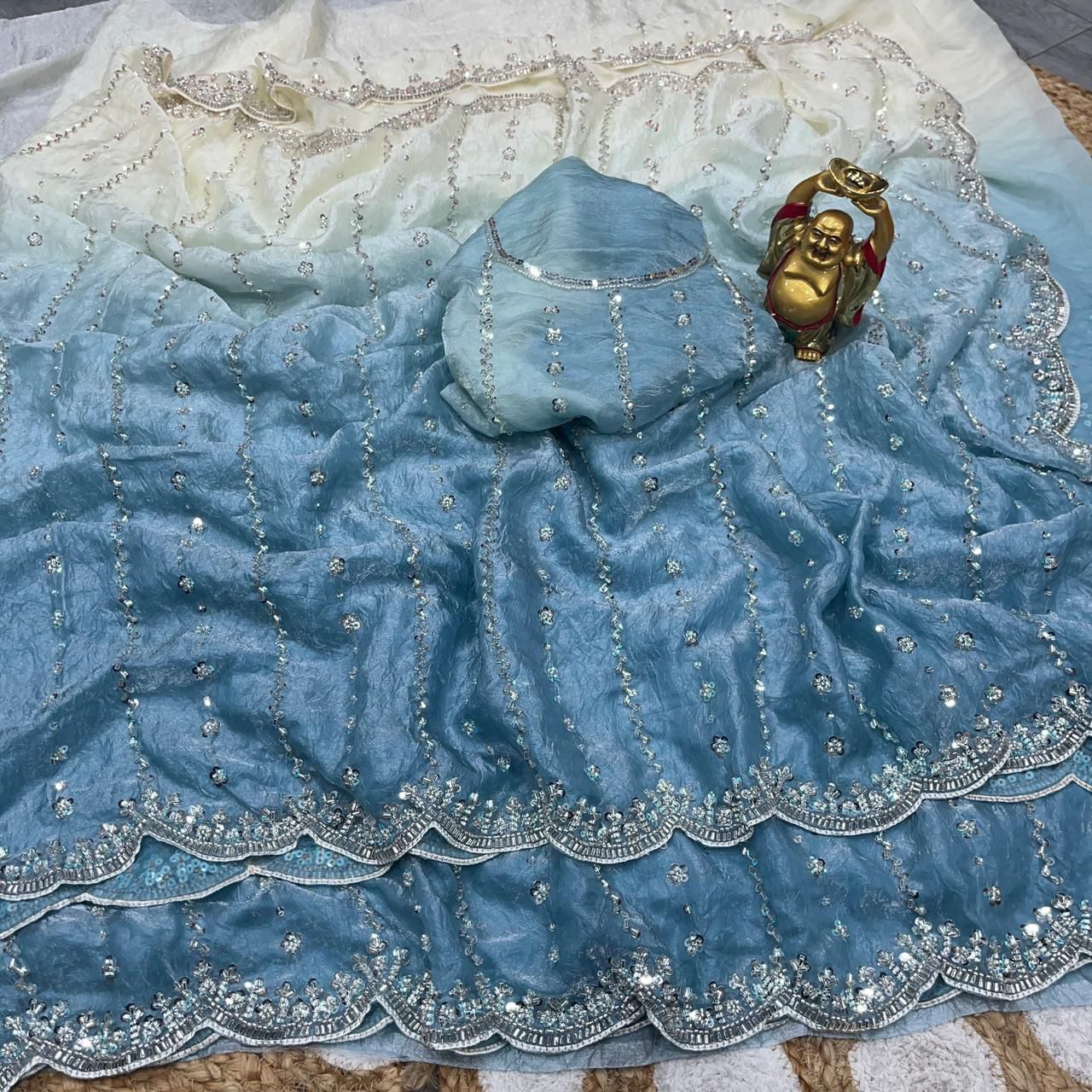 Handwork sapce silk beads saree