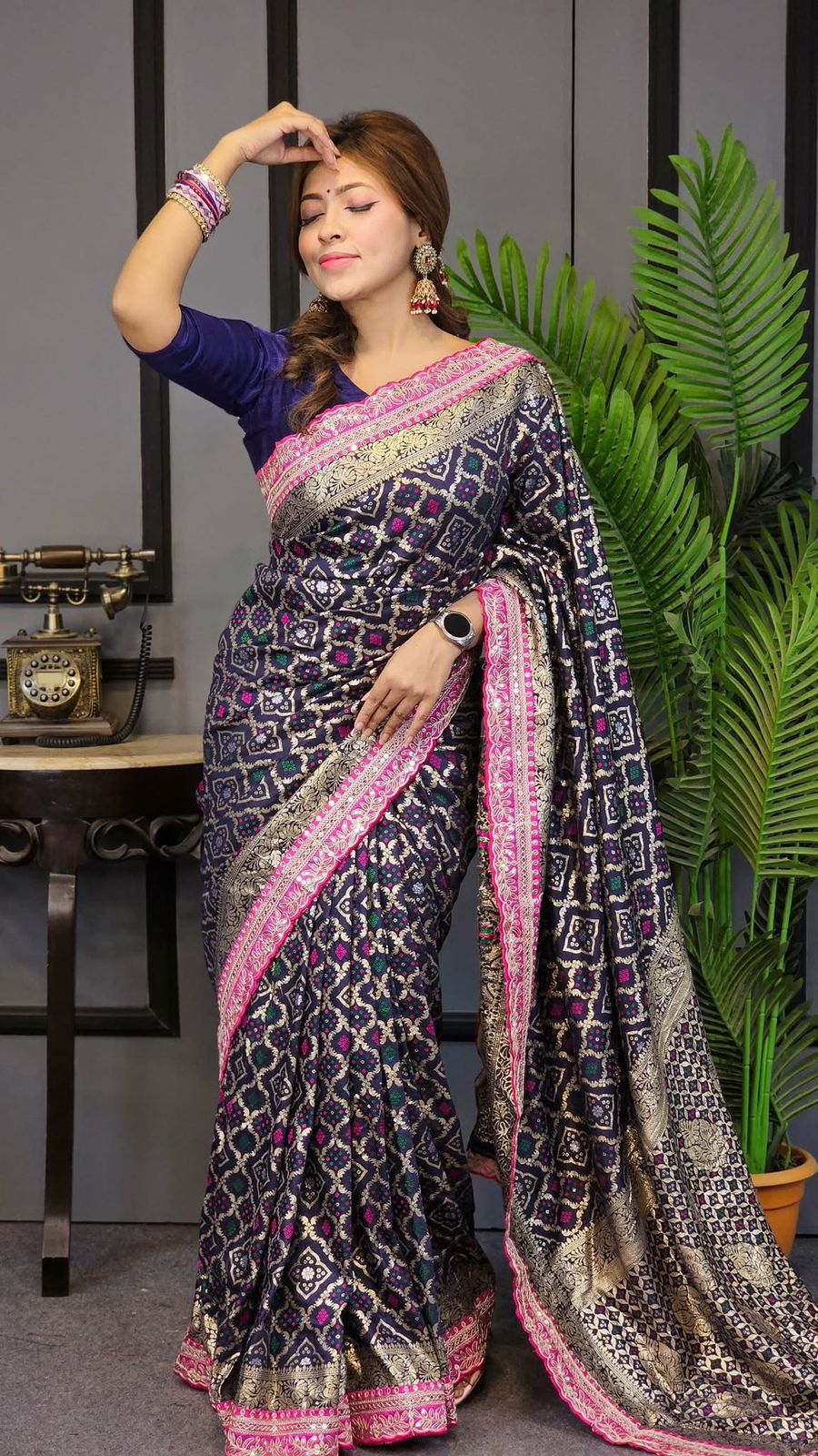 Pure Soft Russian Bandhej Silk Pattu Saree