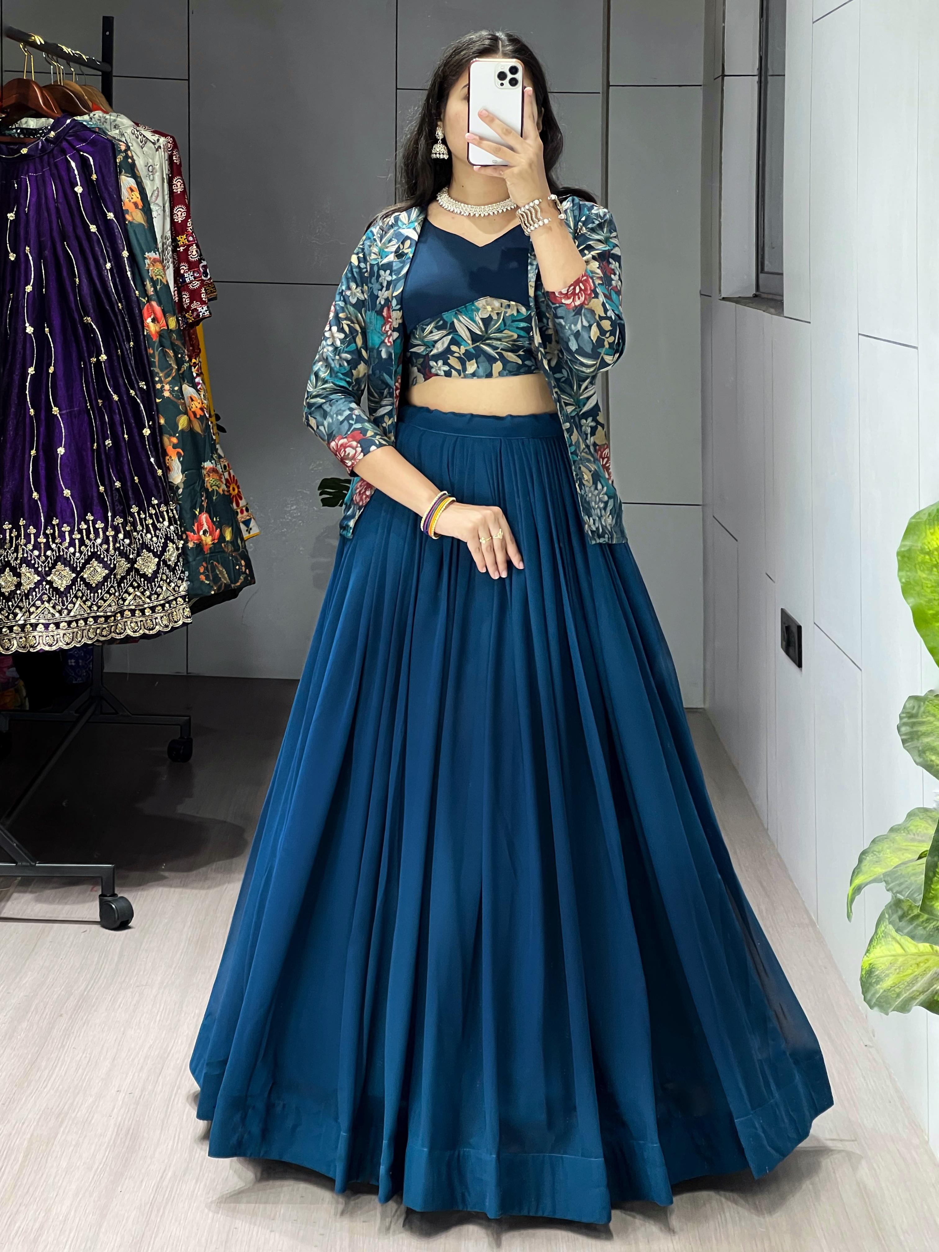 Heavy Georgette Plain Lehenga Choli