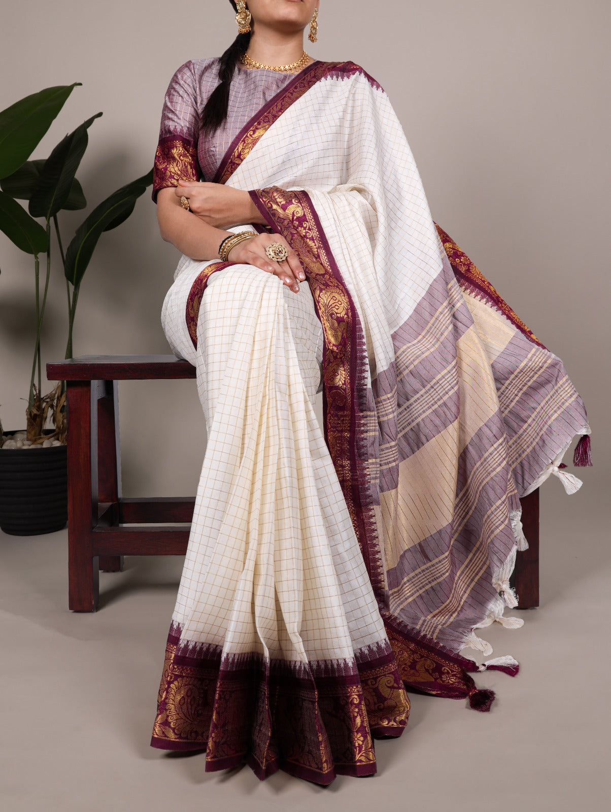 Poli Cotton Chex Saree