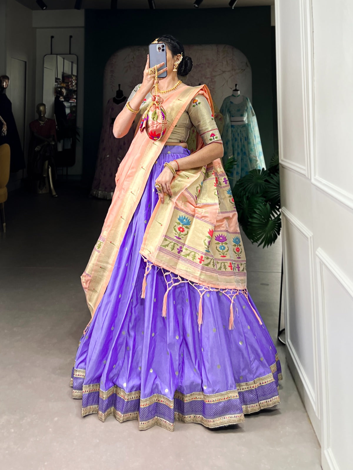 Jacquard Silk (Paithani)  Lehenga Choli