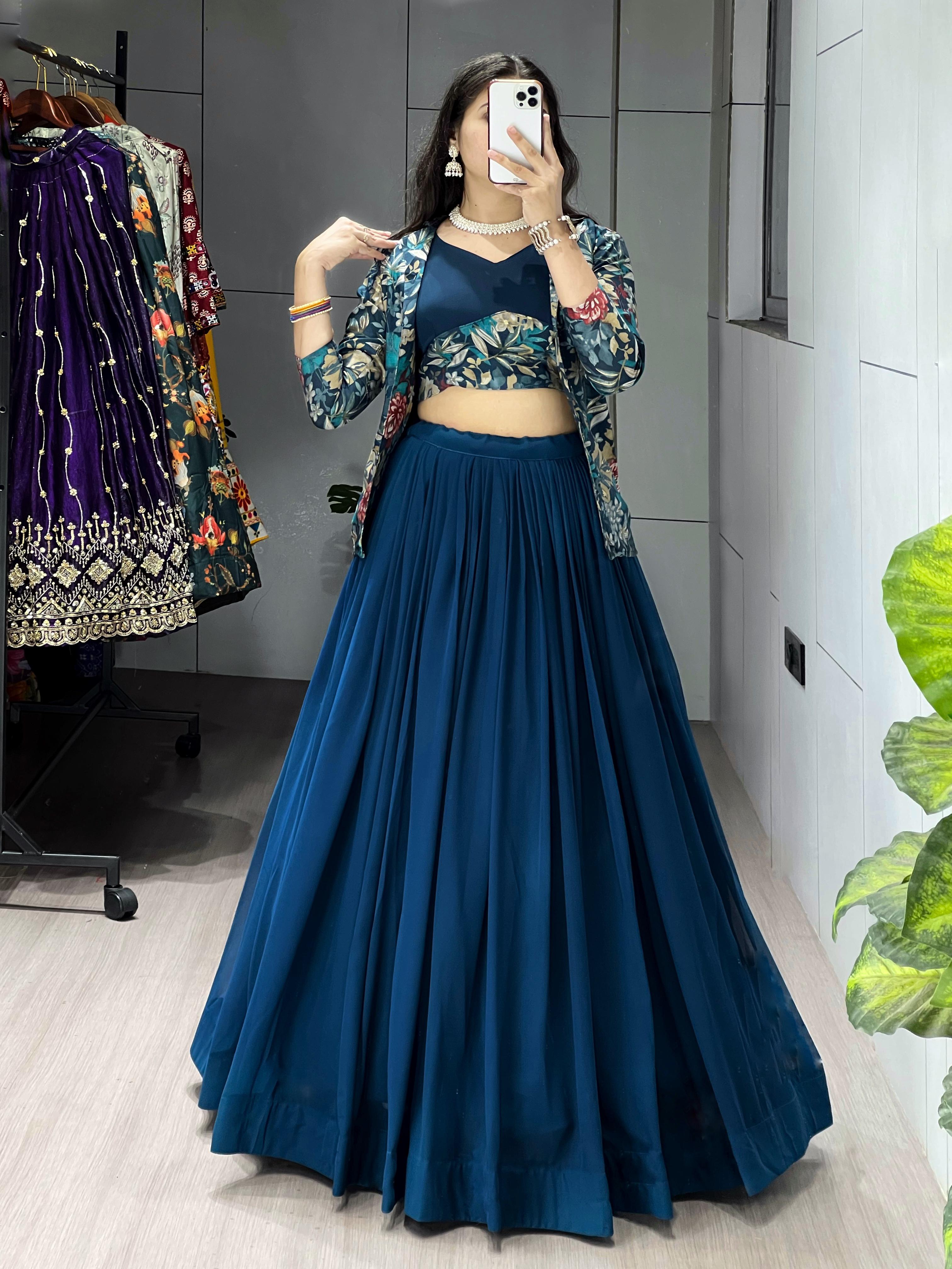 Heavy Georgette Plain Lehenga Choli