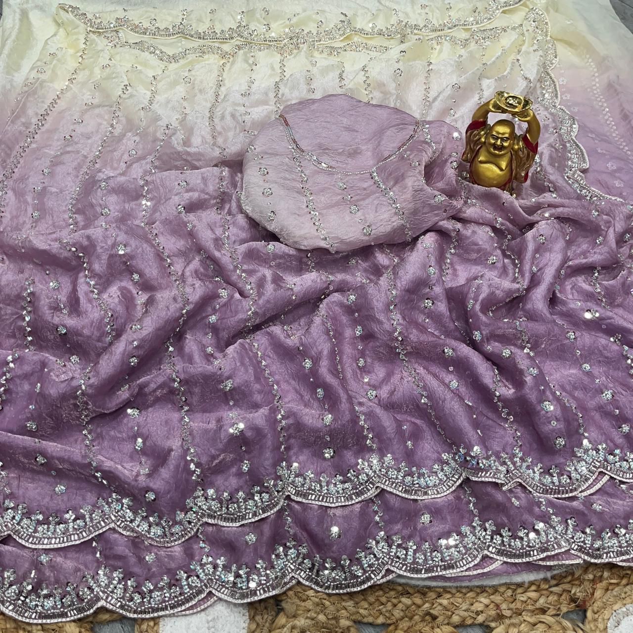 Handwork sapce silk beads saree