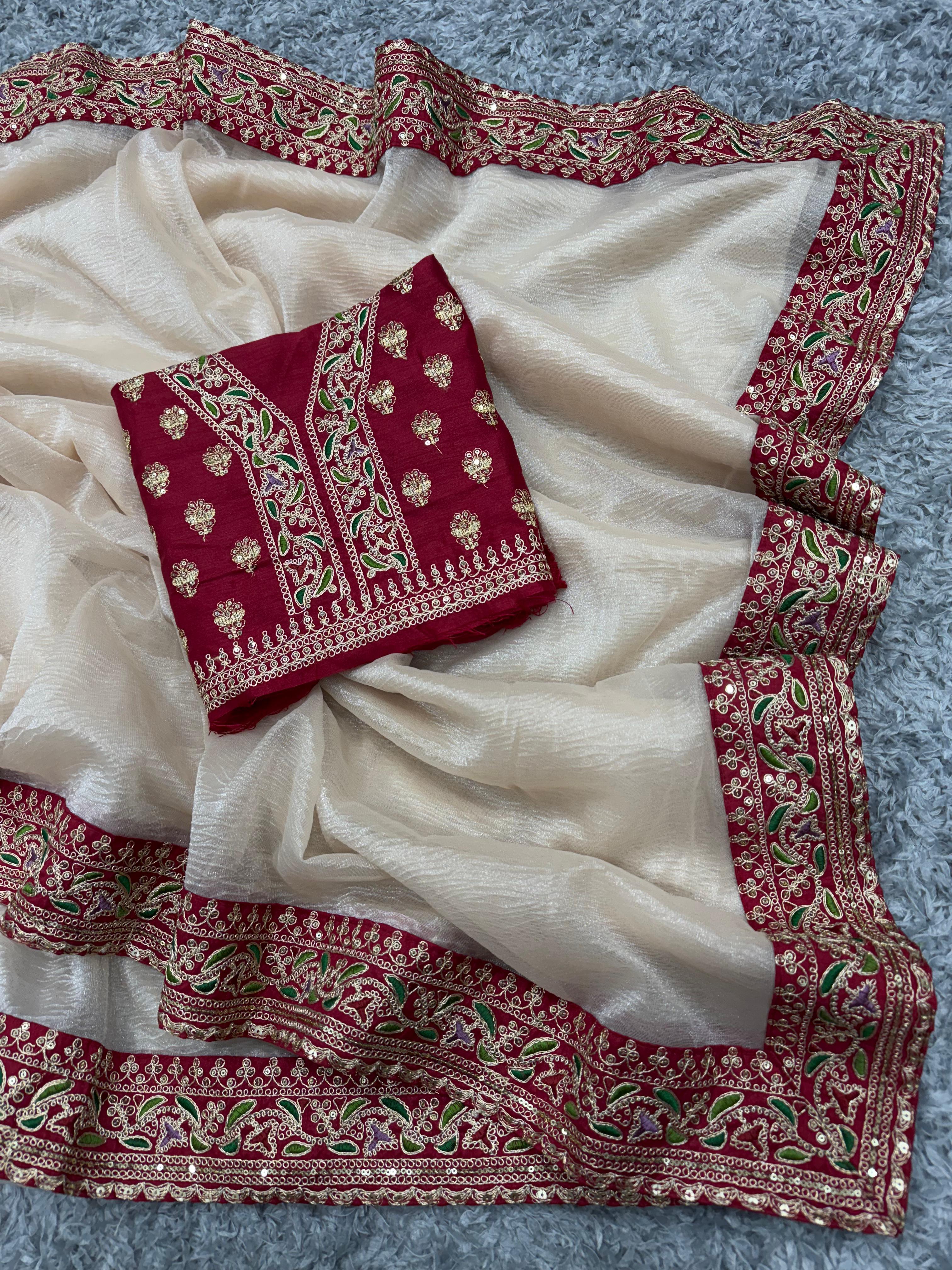 Soft twill with banarasi crush saree