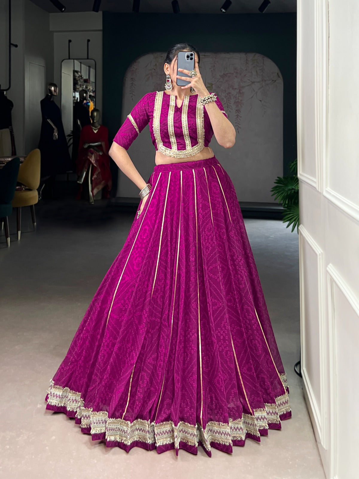 Chiffon Co-Ord Set Lehenga with Badhej Print