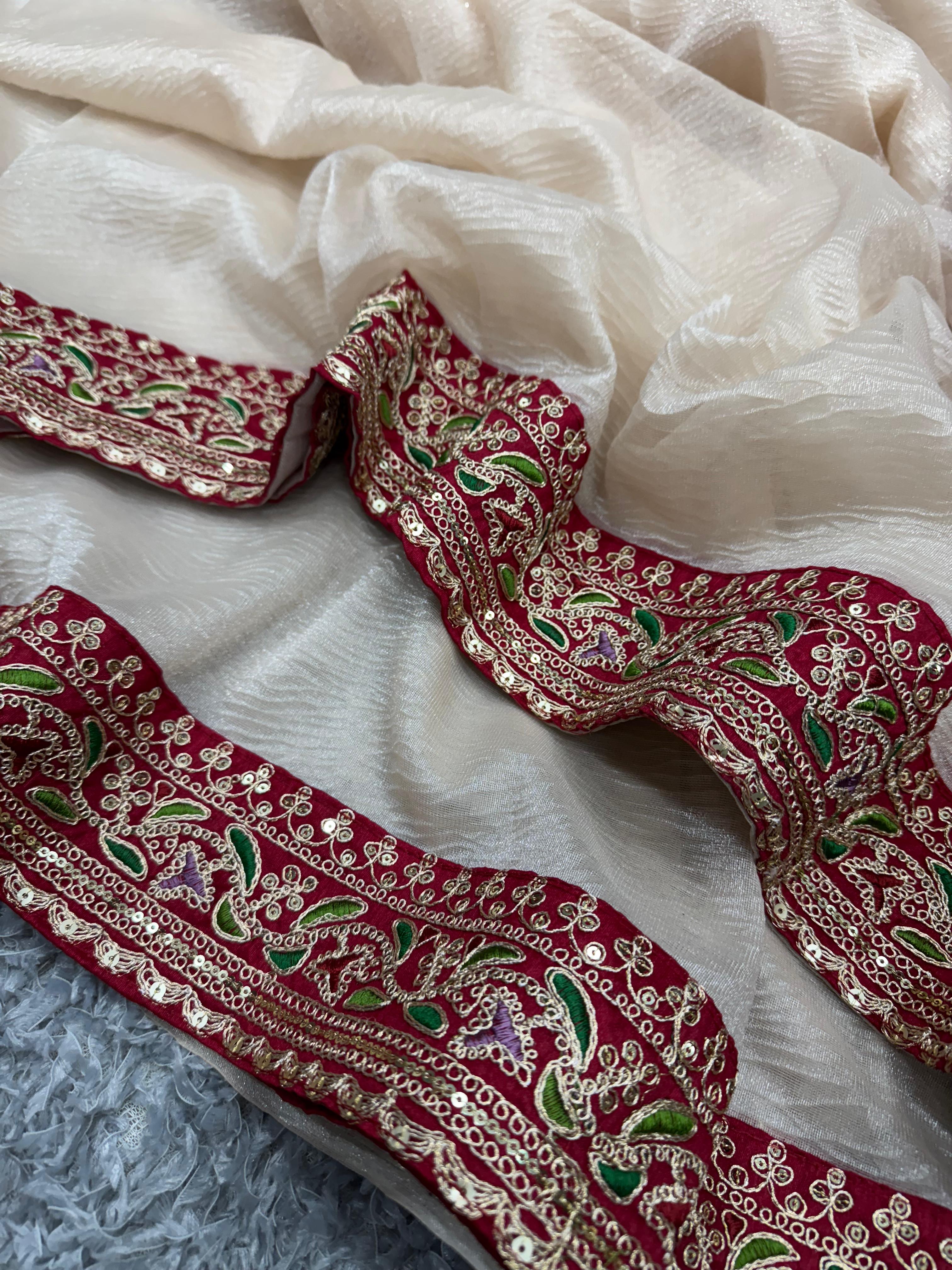 Soft twill with banarasi crush saree