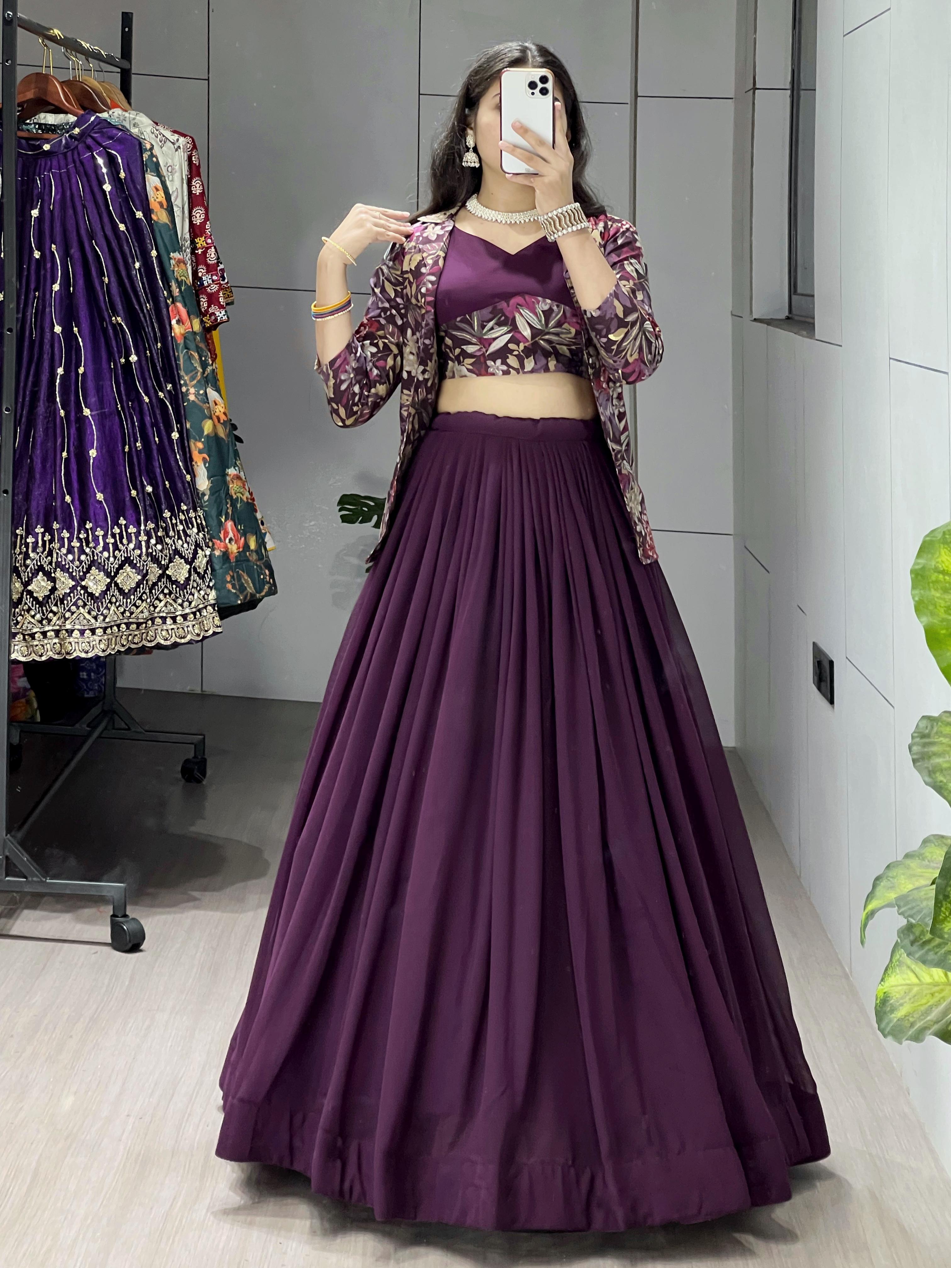 Heavy Georgette Plain Lehenga Choli
