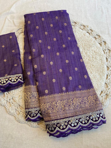 Pure Soft Banarasi Tissue Zari Crushed Silk Weaving Saree