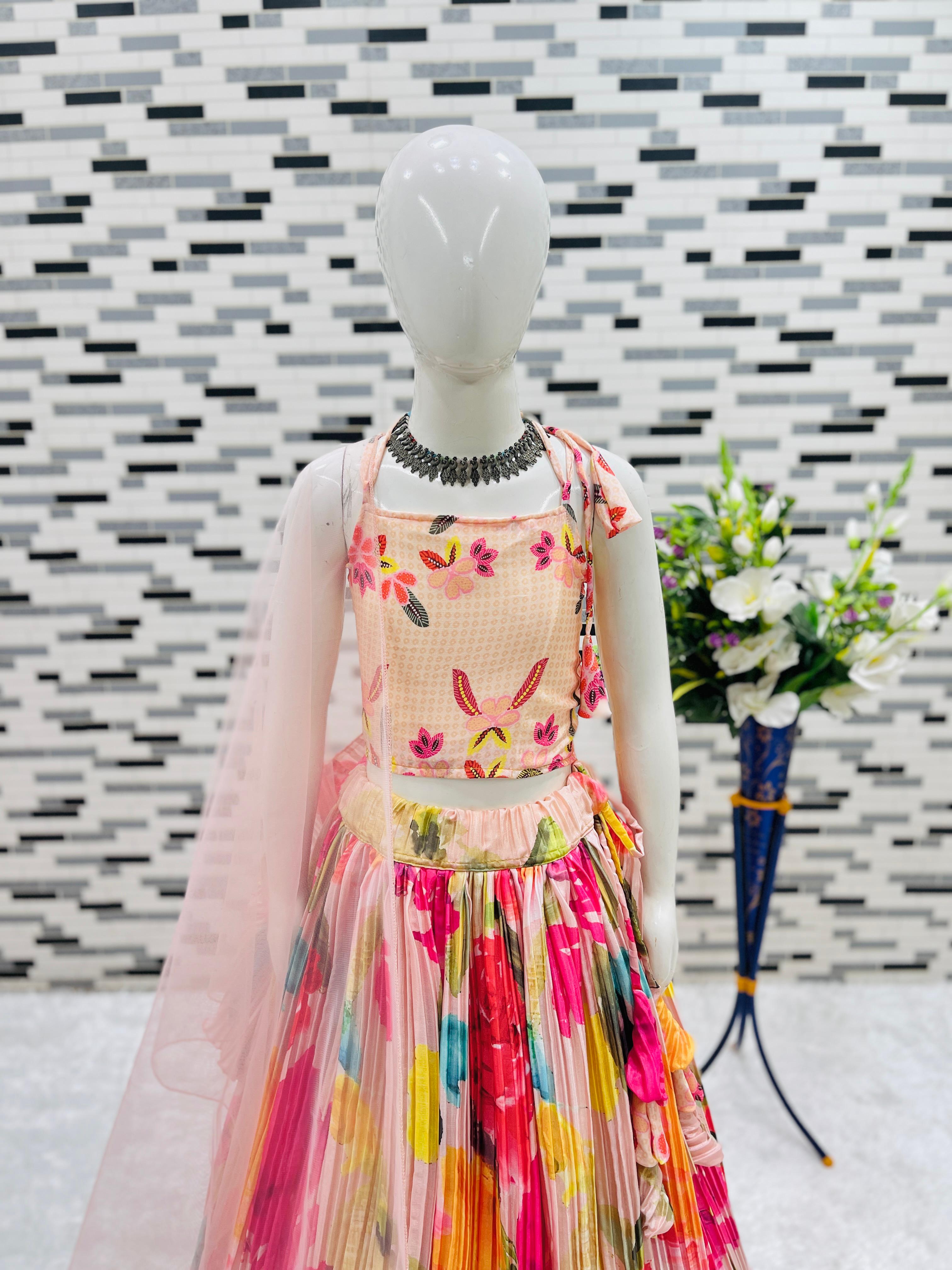 Kids - Heavy Chinon Silk With Soft Printed Work Lehenga Choli