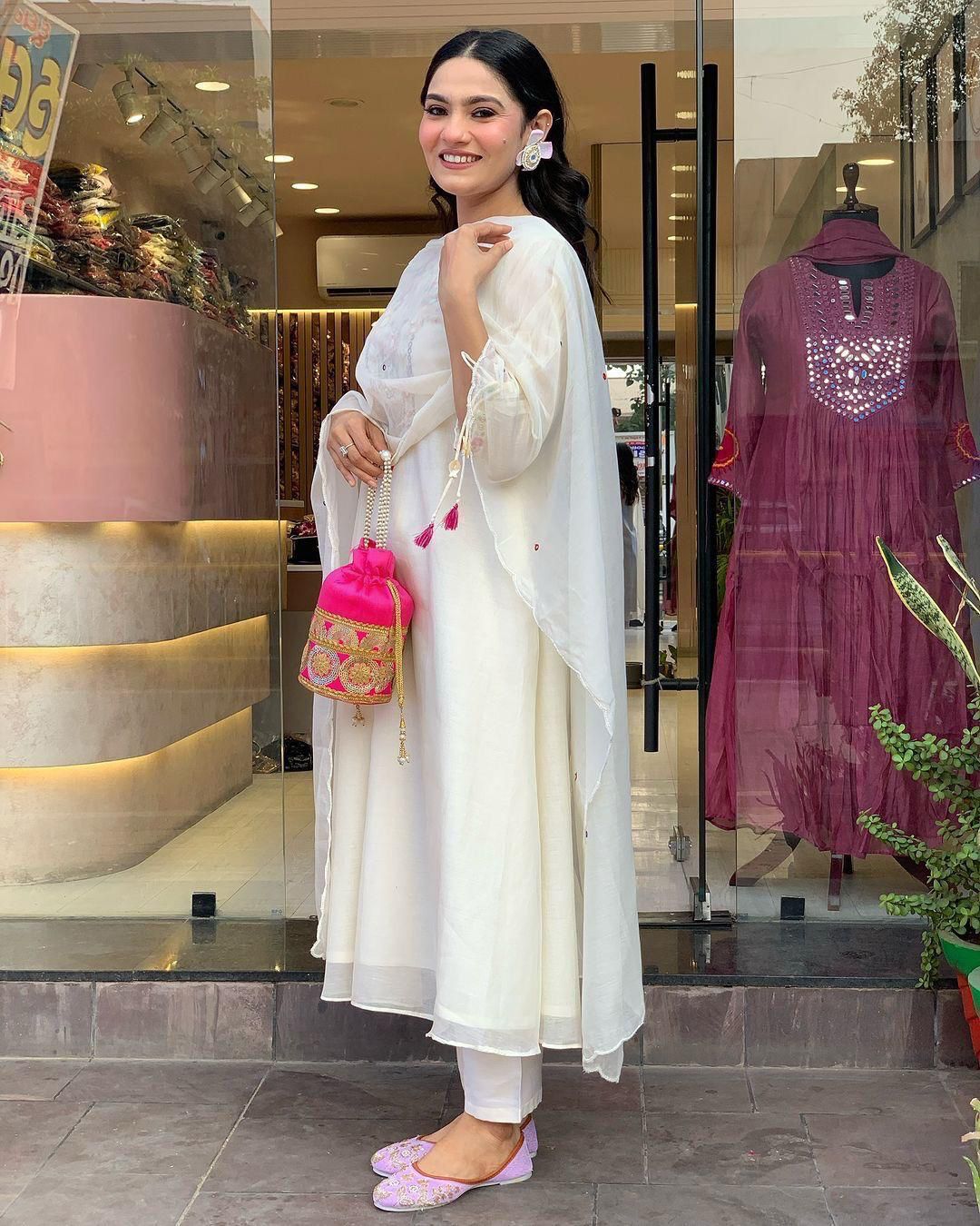 Premium Chanderi White Suit Set