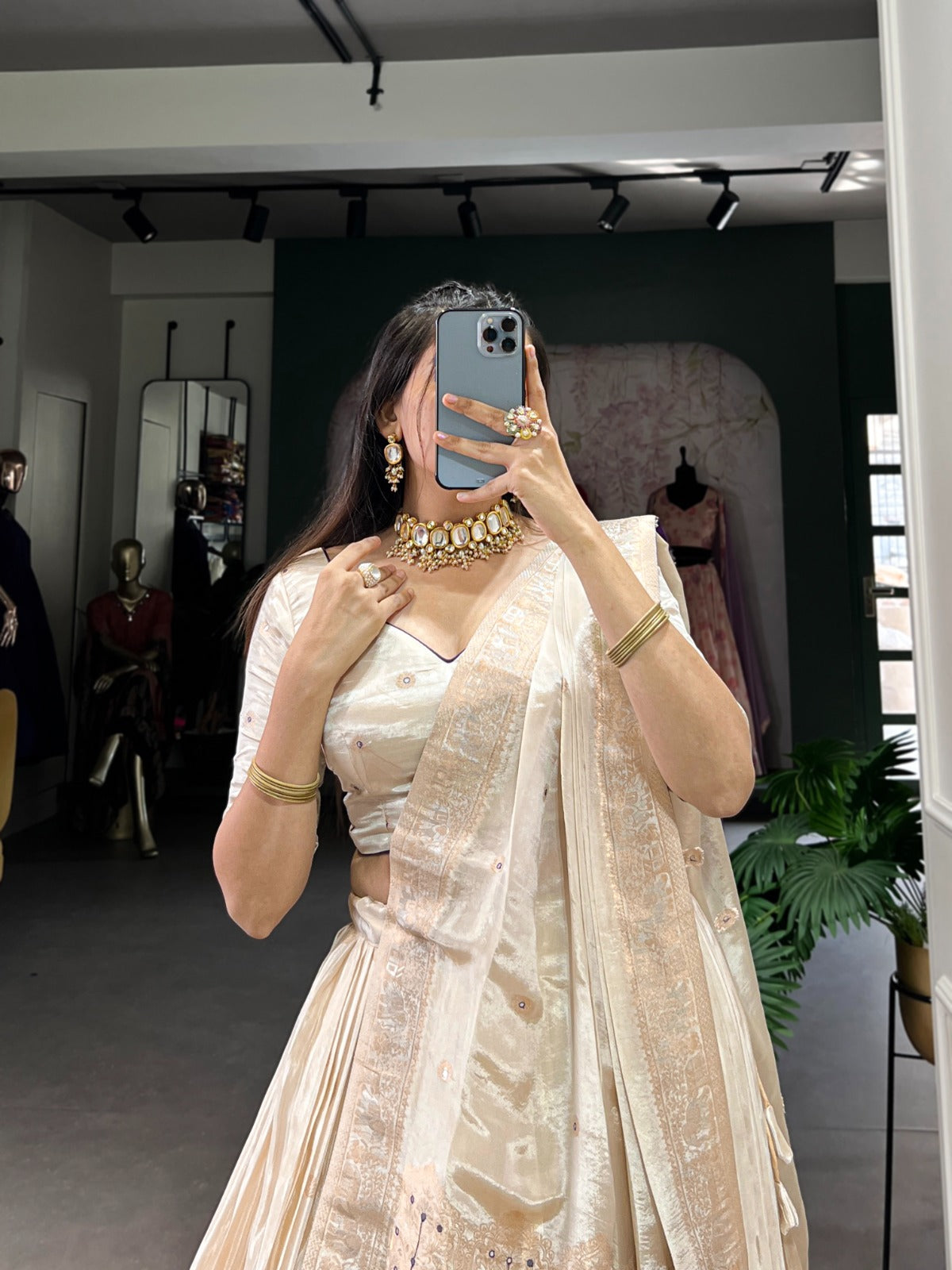 Pure shimmer with weaving work lehenga choli