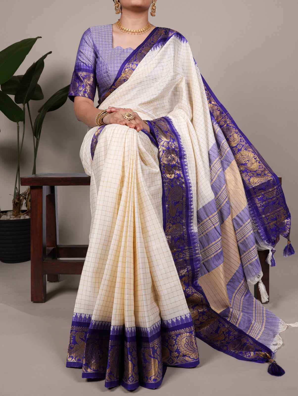 Poli Cotton Chex Saree