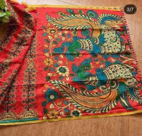 Linen Digital Kalamkari Print Saree