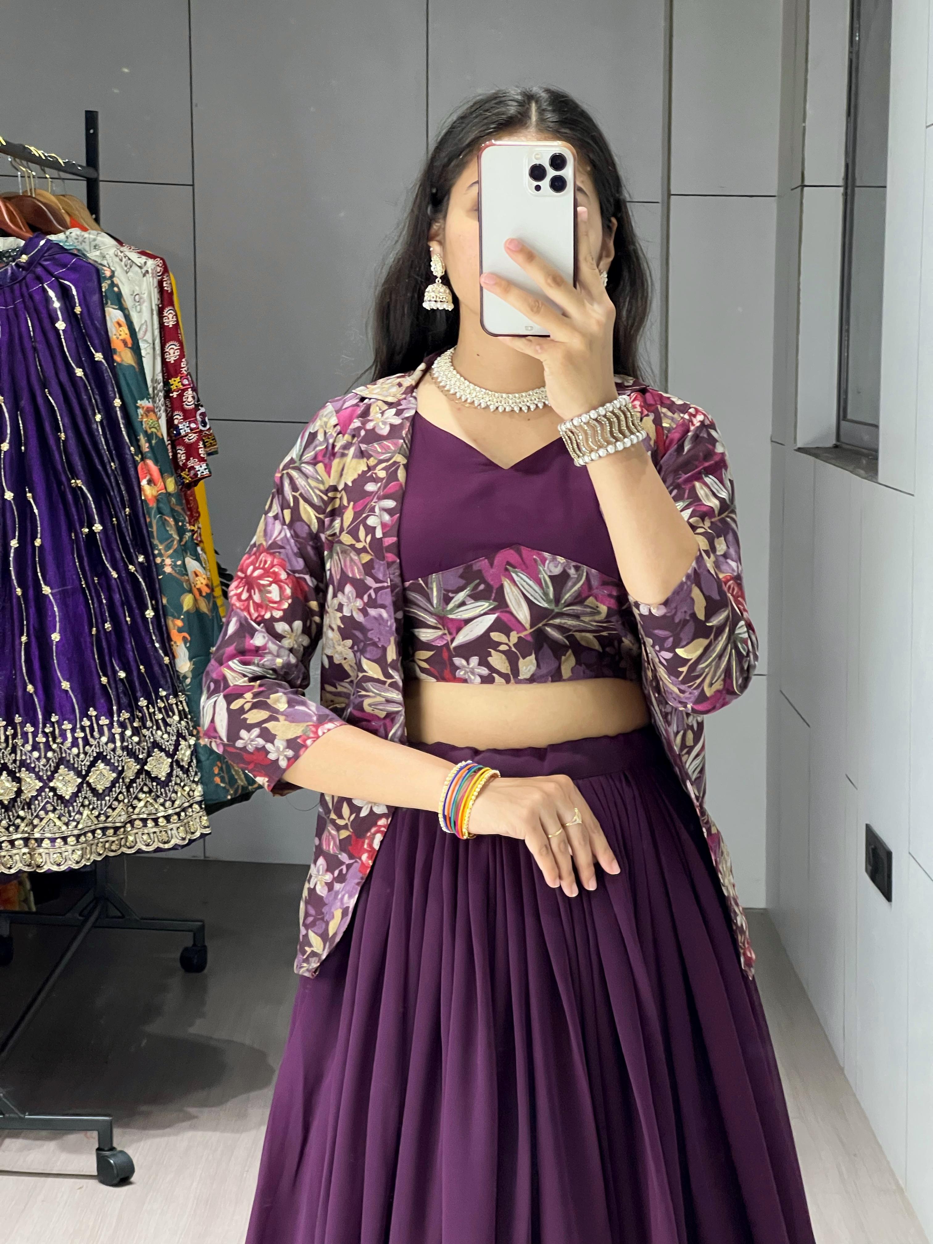 Heavy Georgette Plain Lehenga Choli