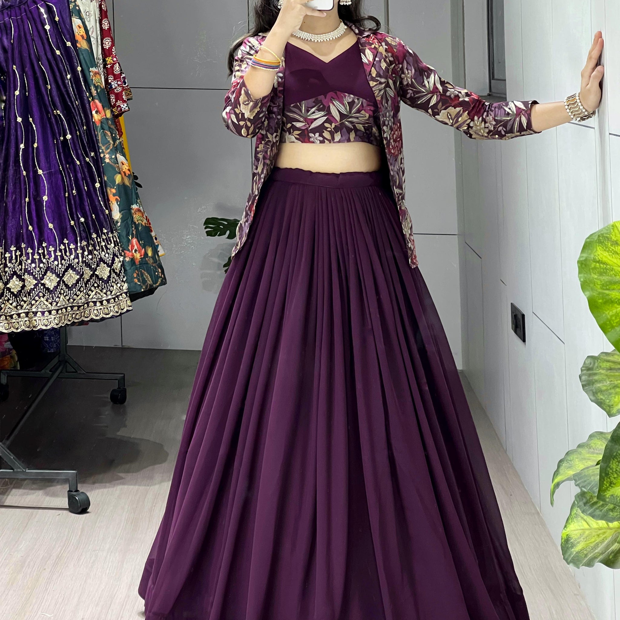 Heavy Georgette Plain Lehenga Choli