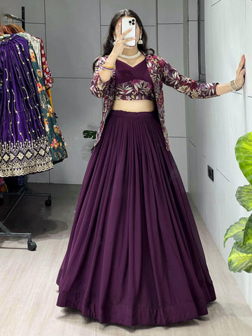 Heavy Georgette Plain Lehenga Choli