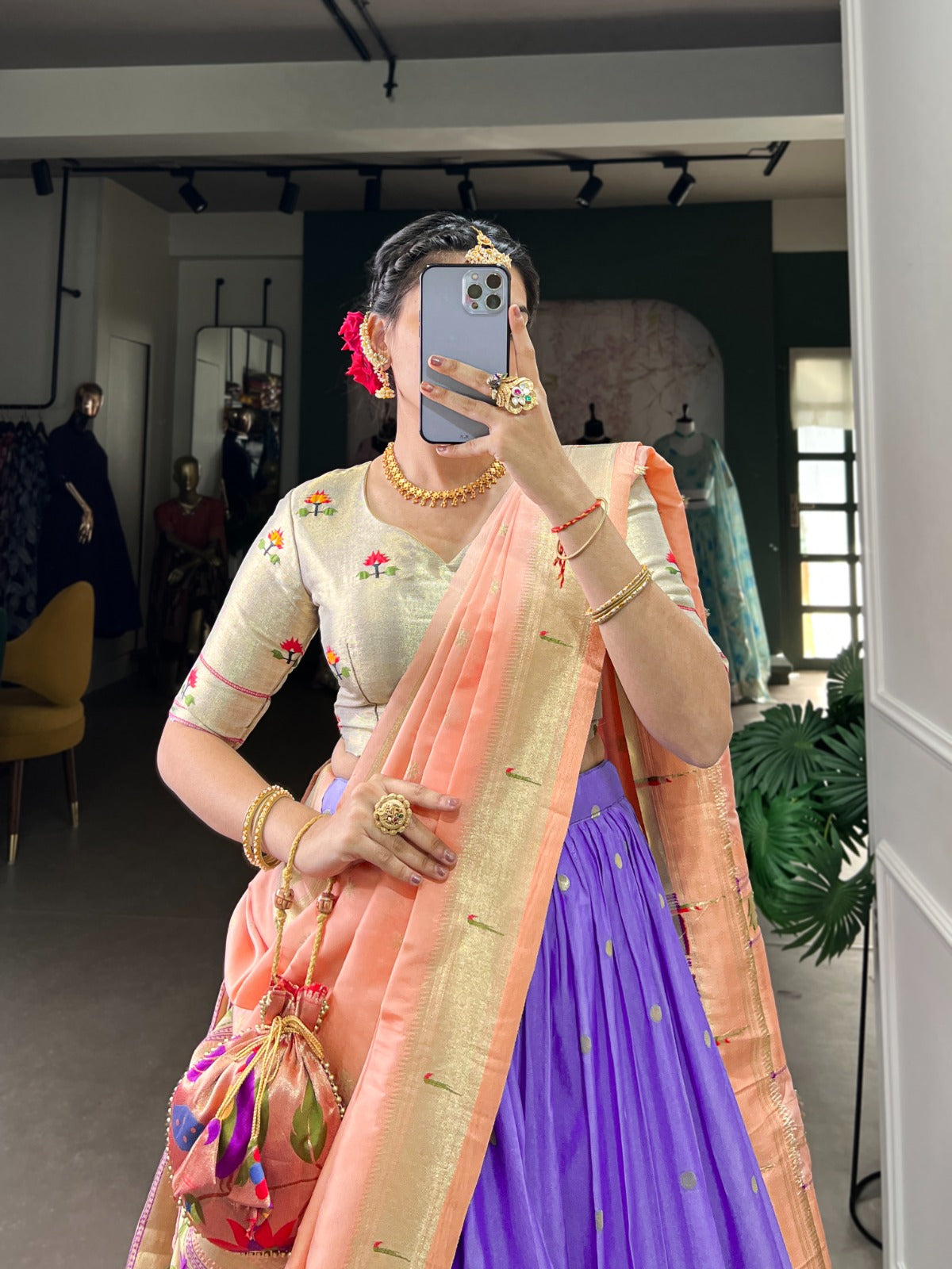 Jacquard Silk (Paithani)  Lehenga Choli