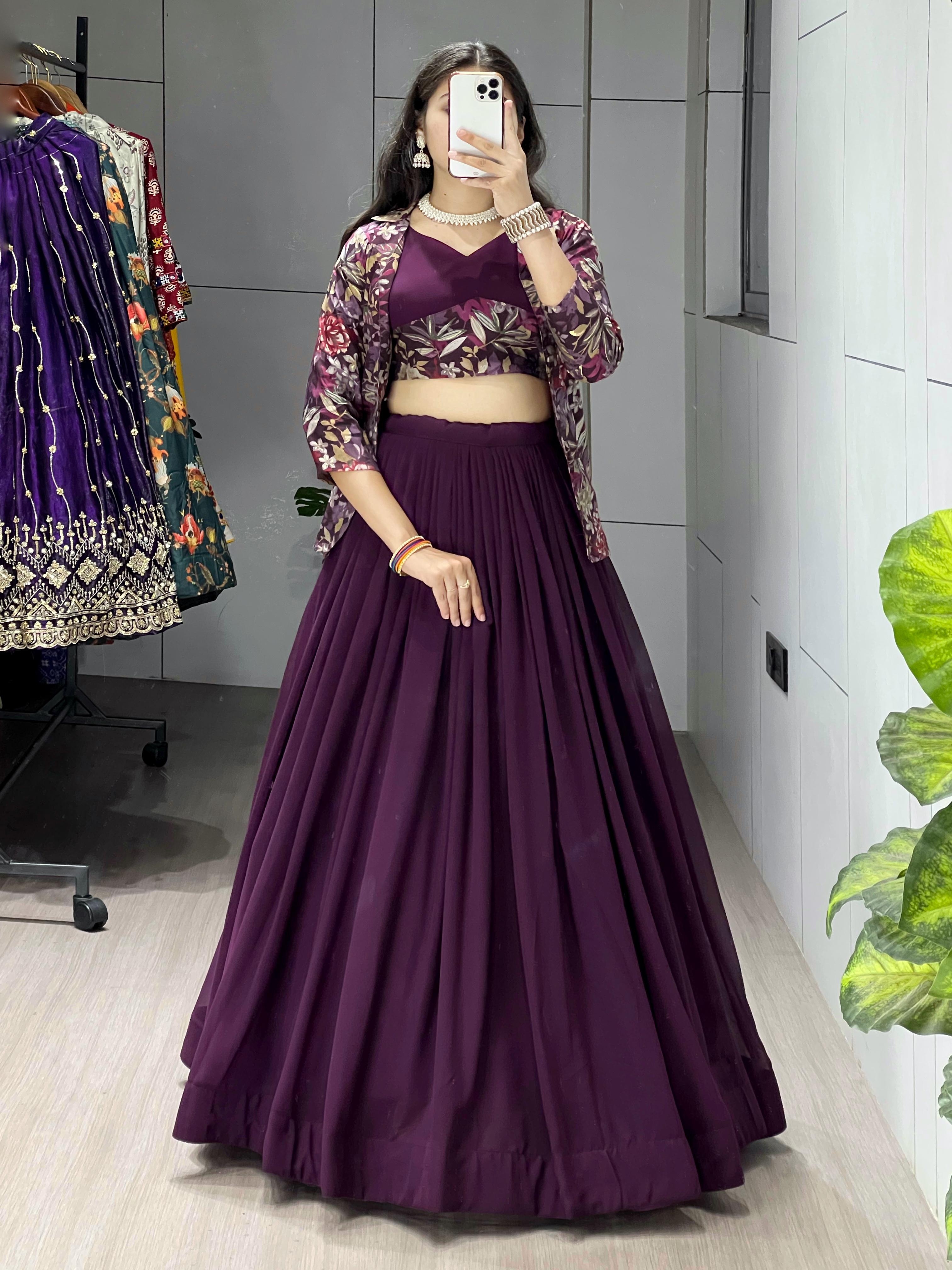 Heavy Georgette Plain Lehenga Choli