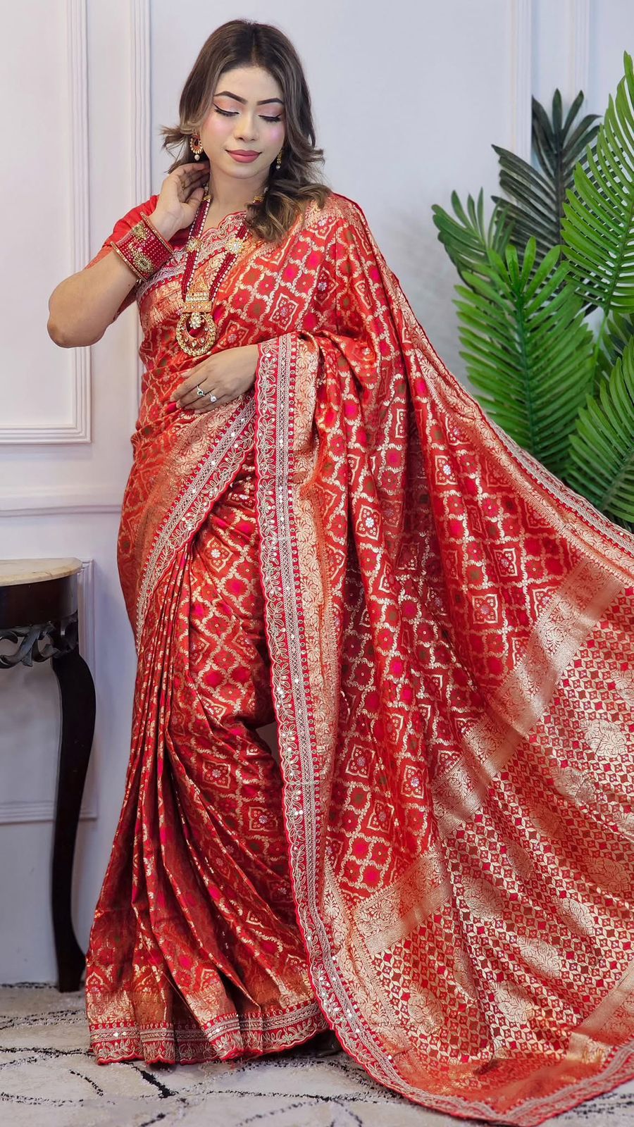 Pure Soft Russian Bandhej Silk Pattu Saree