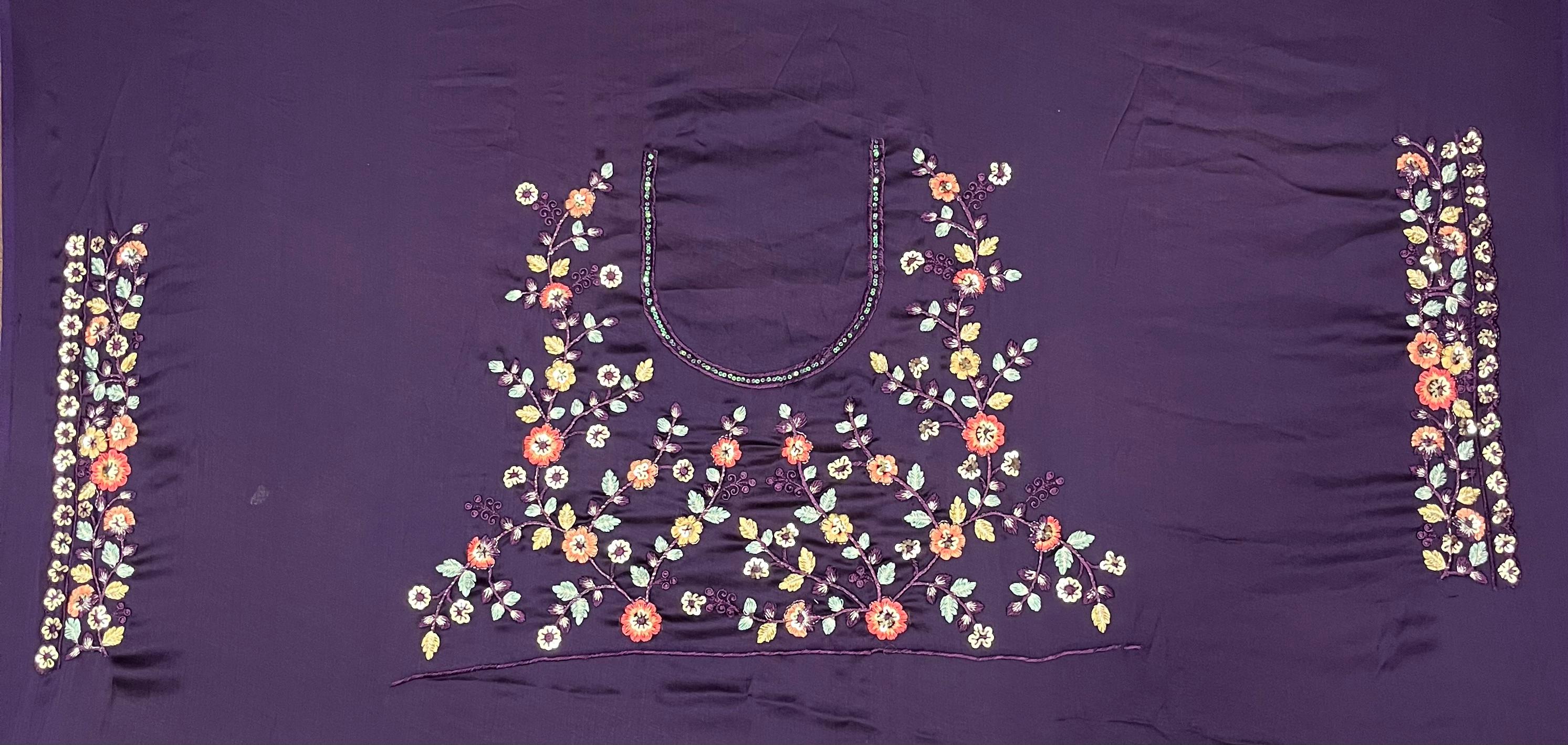 Regal Purple Satin Chiffon Festive Saree