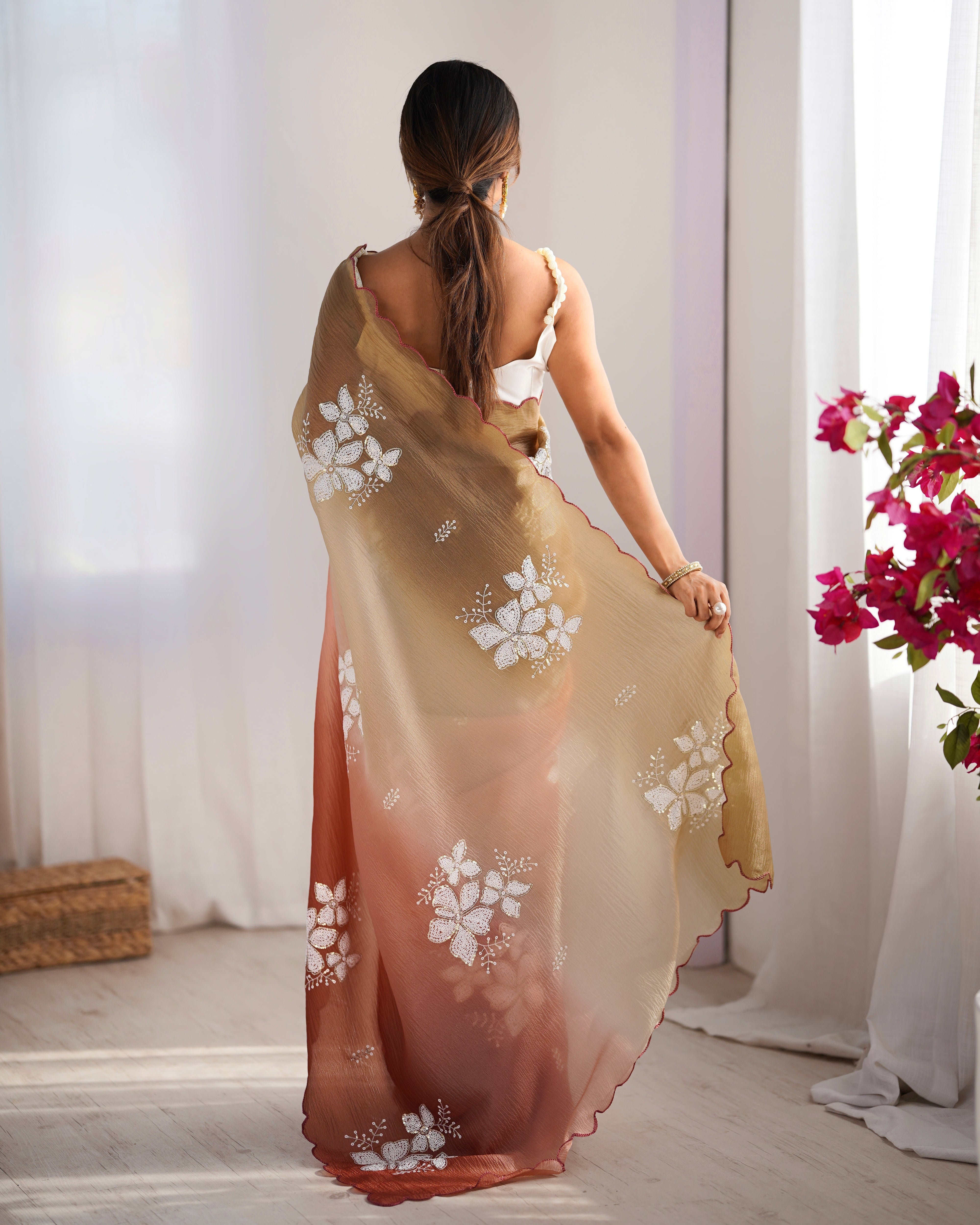 Crunchy Crush Embroidery Saree