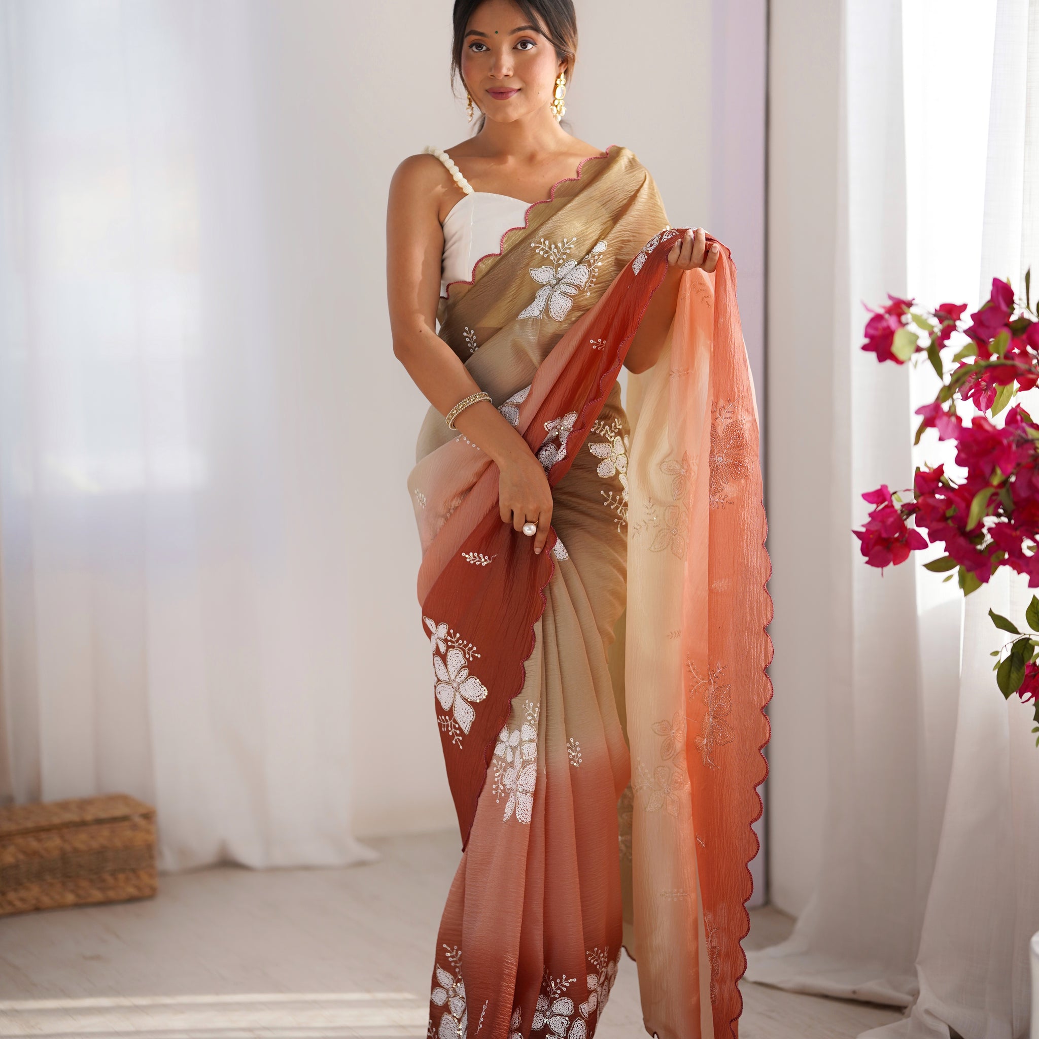 Crunchy Crush Embroidery Saree