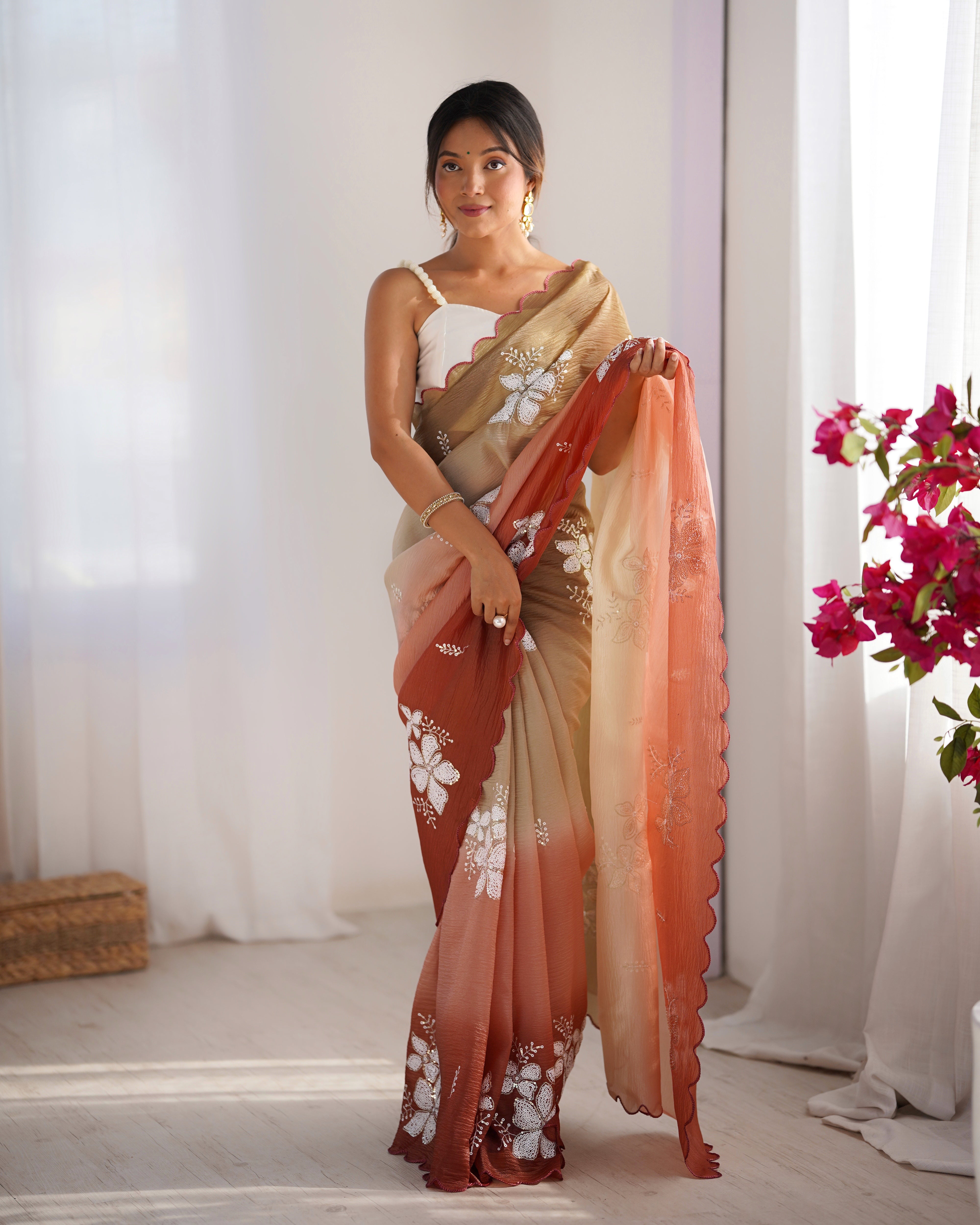 Crunchy Crush Embroidery Saree