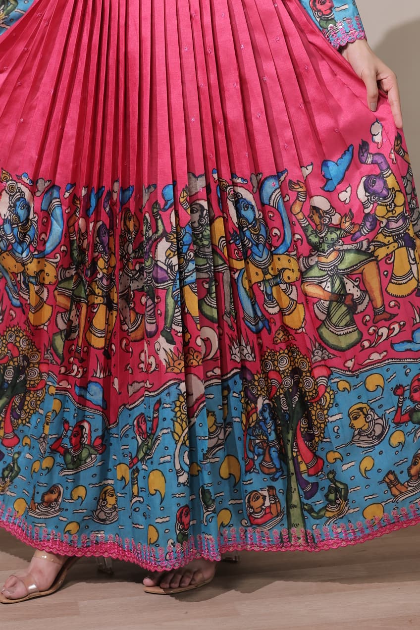 Tussar Silk Kalamkari Design Gown