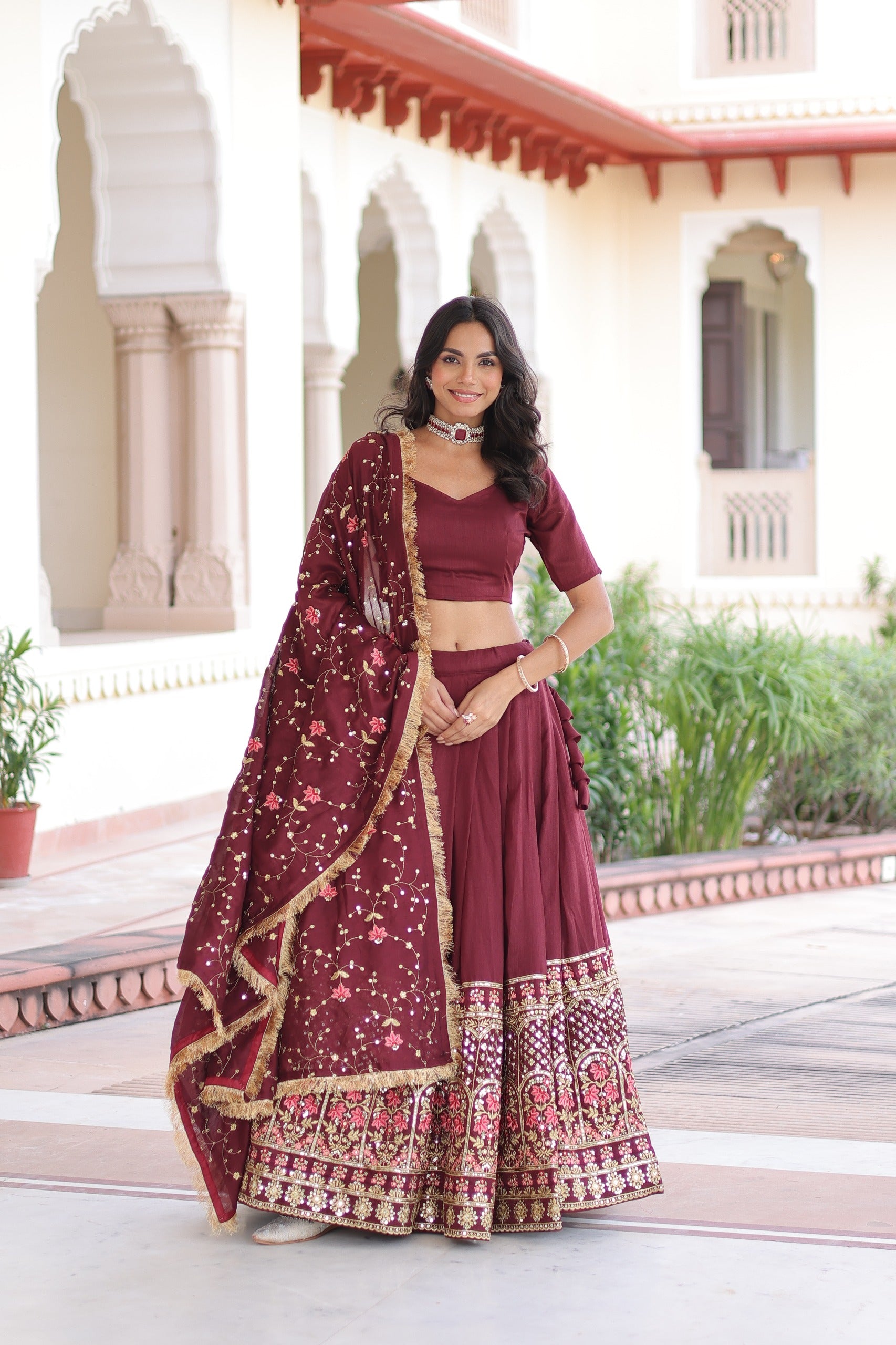 Vichitra Silk Lehenga Choli