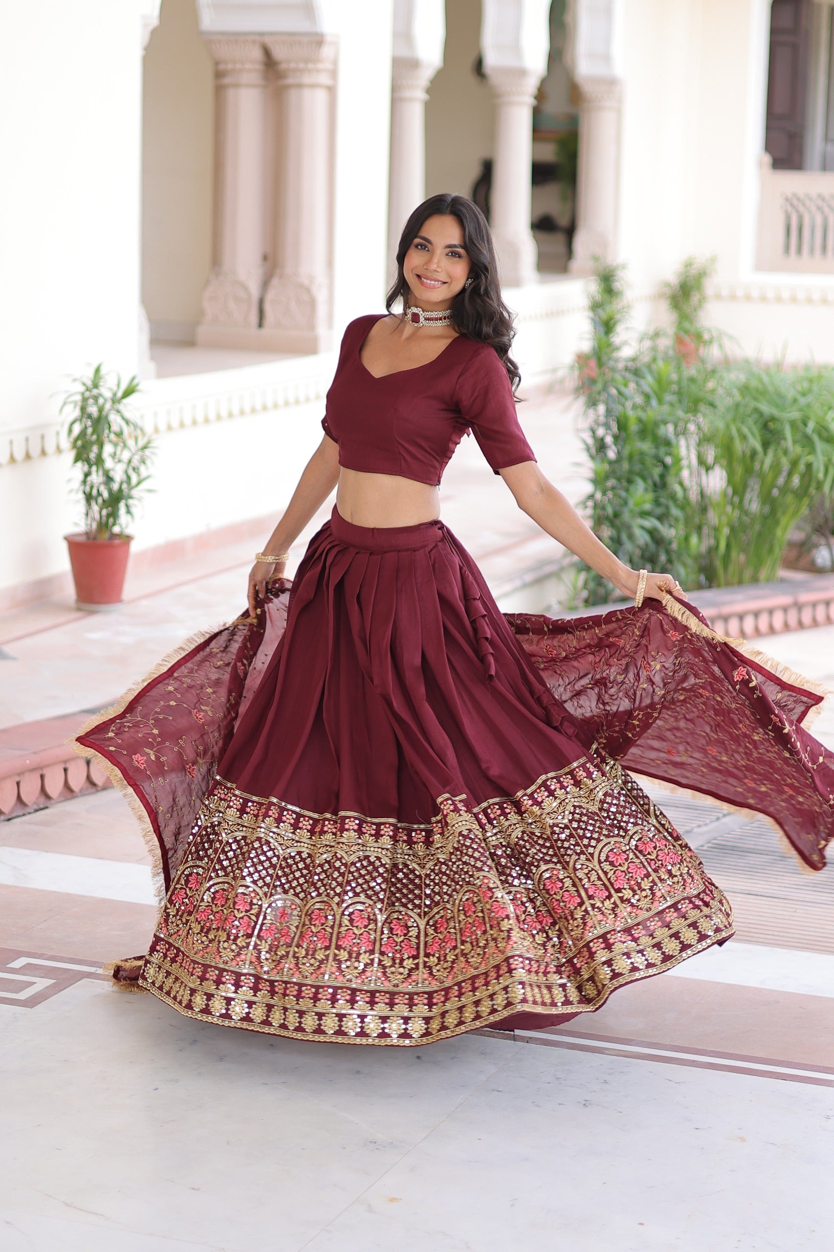 Vichitra Silk Lehenga Choli