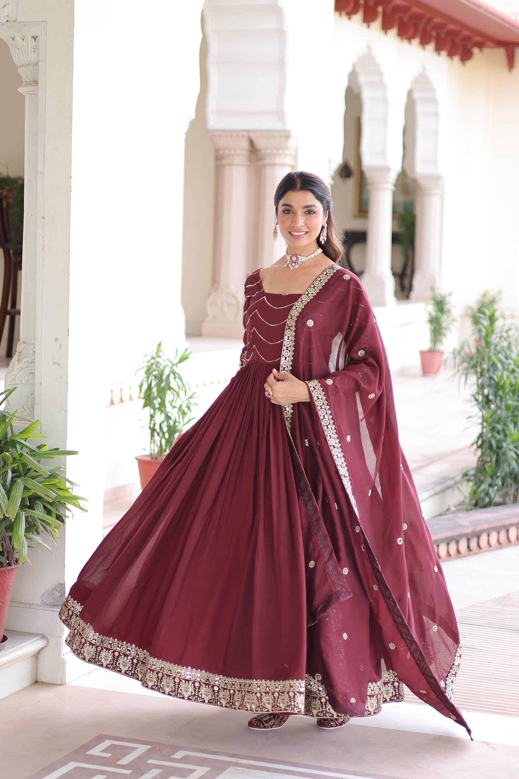 Vichitra Silk Gown
